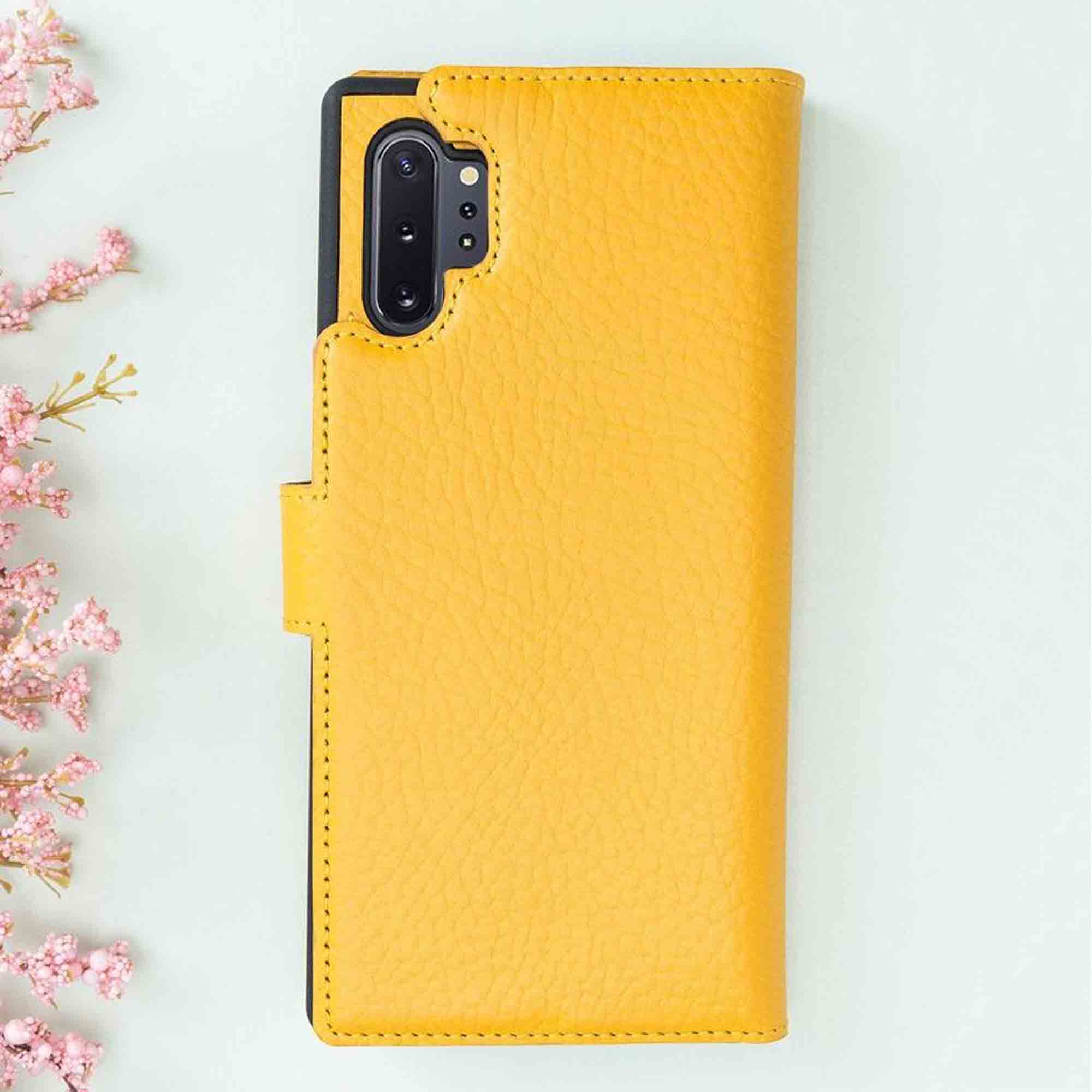 Magic Magnetic Detachable Leather Wallet Case for Samsung Galaxy Note 10 Plus / Note 10 Plus 5G - YELLOW - saracleather