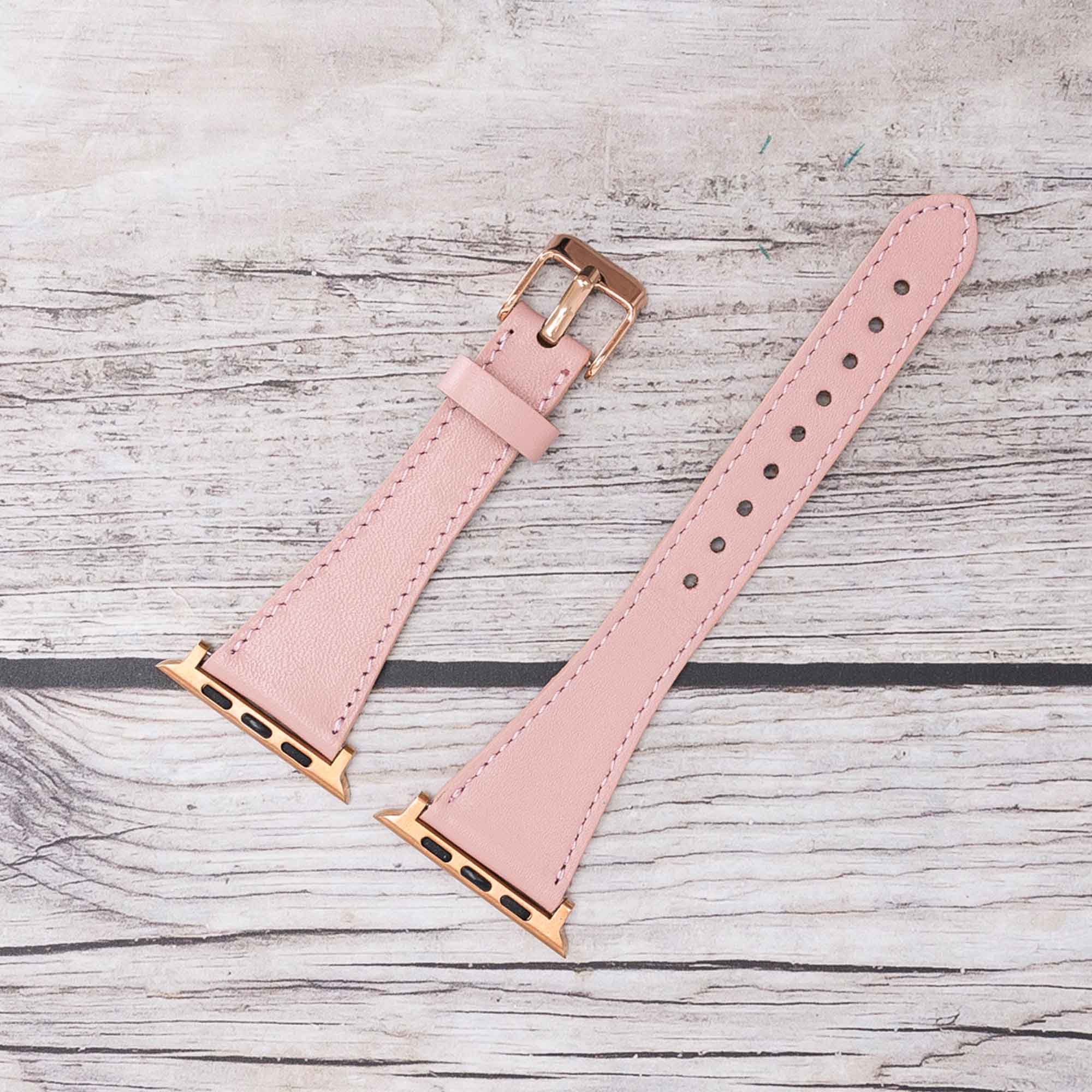 Slim Strap - Full Grain Leather Band for Apple Watch 38mm / 40mm - PINK - saracleather