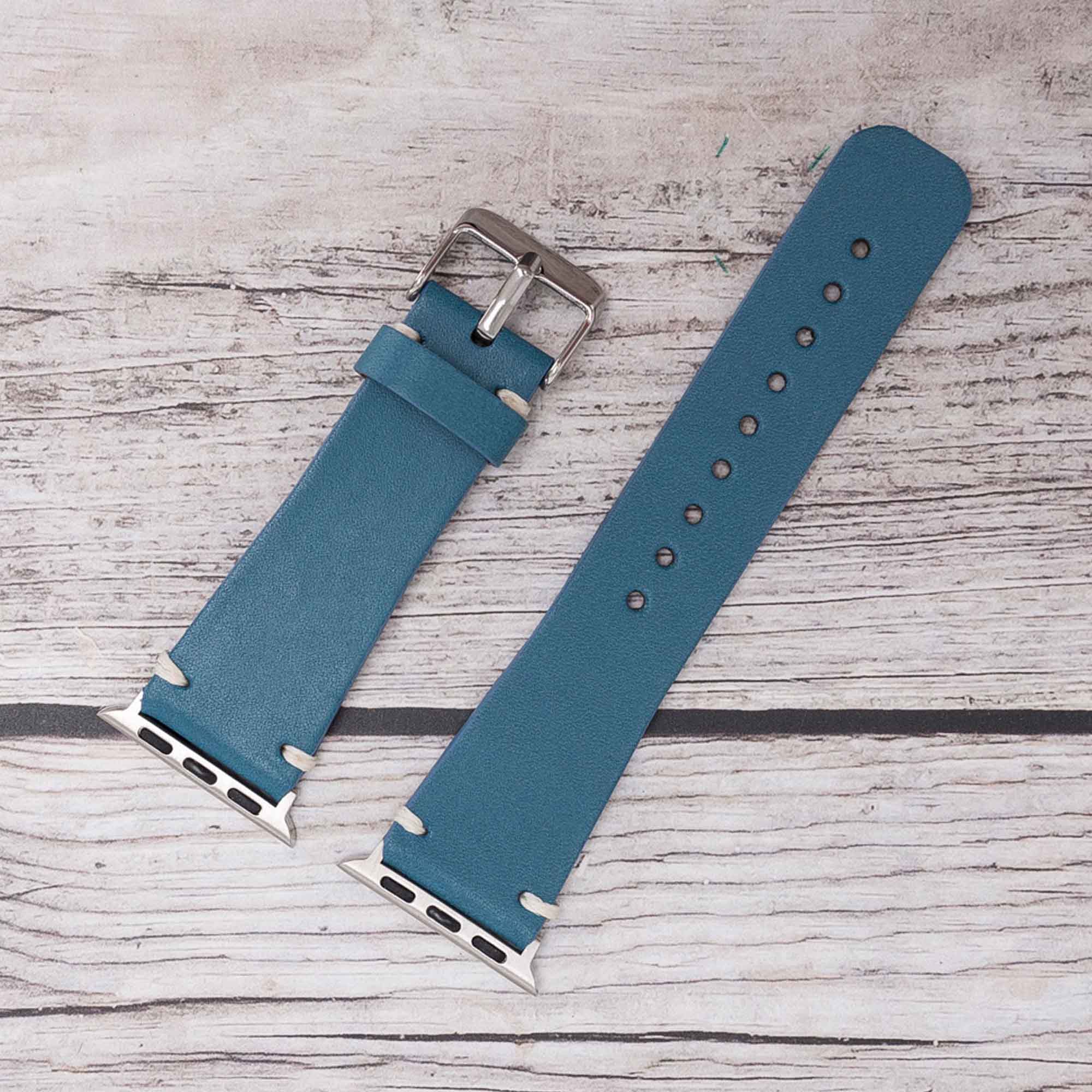 Full Grain Leather Band for Apple Watch - BLUE - saracleather