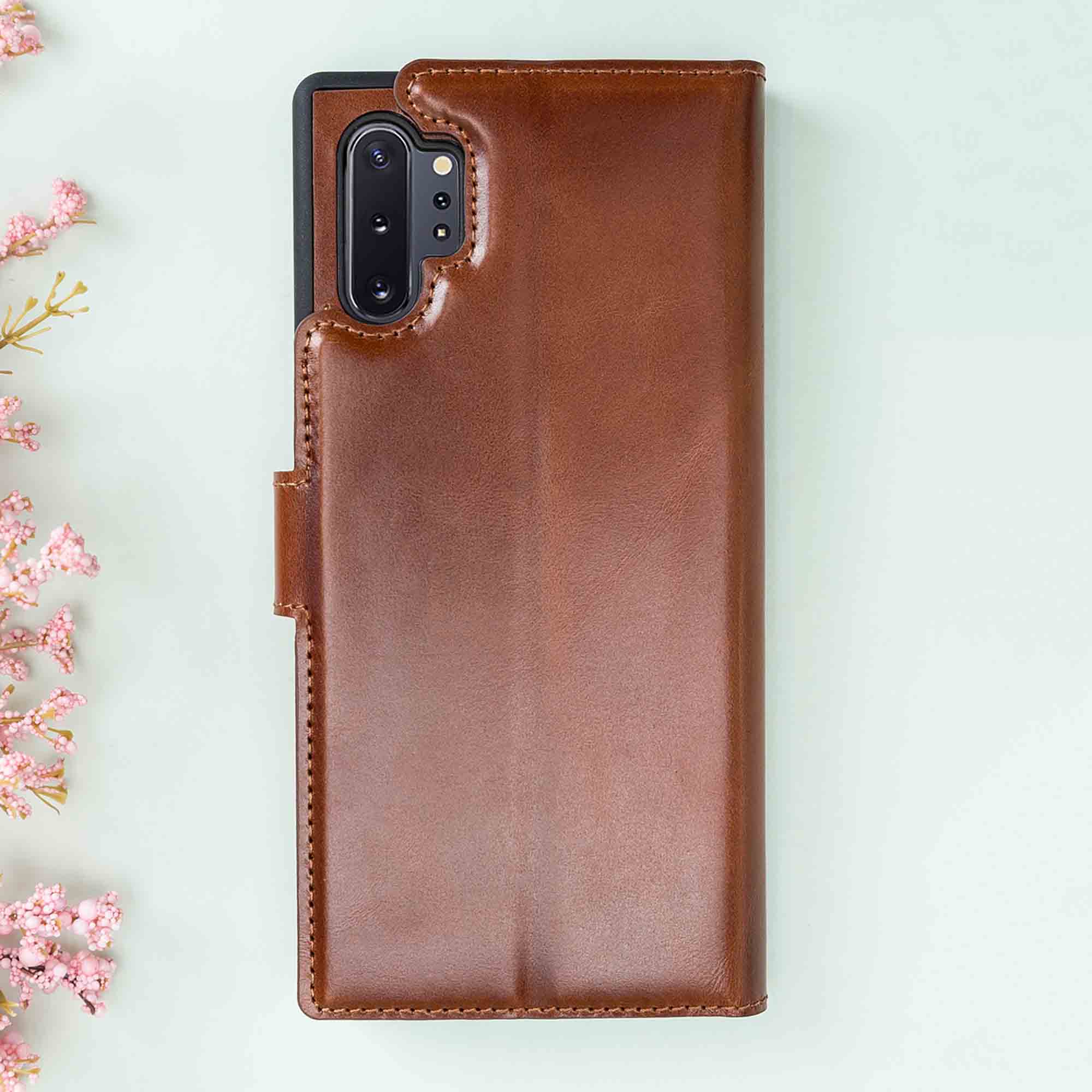 Magic Magnetic Detachable Leather Wallet Case for Samsung Galaxy Note 10 Plus / Note 10 Plus 5G - EFFECT BROWN - saracleather