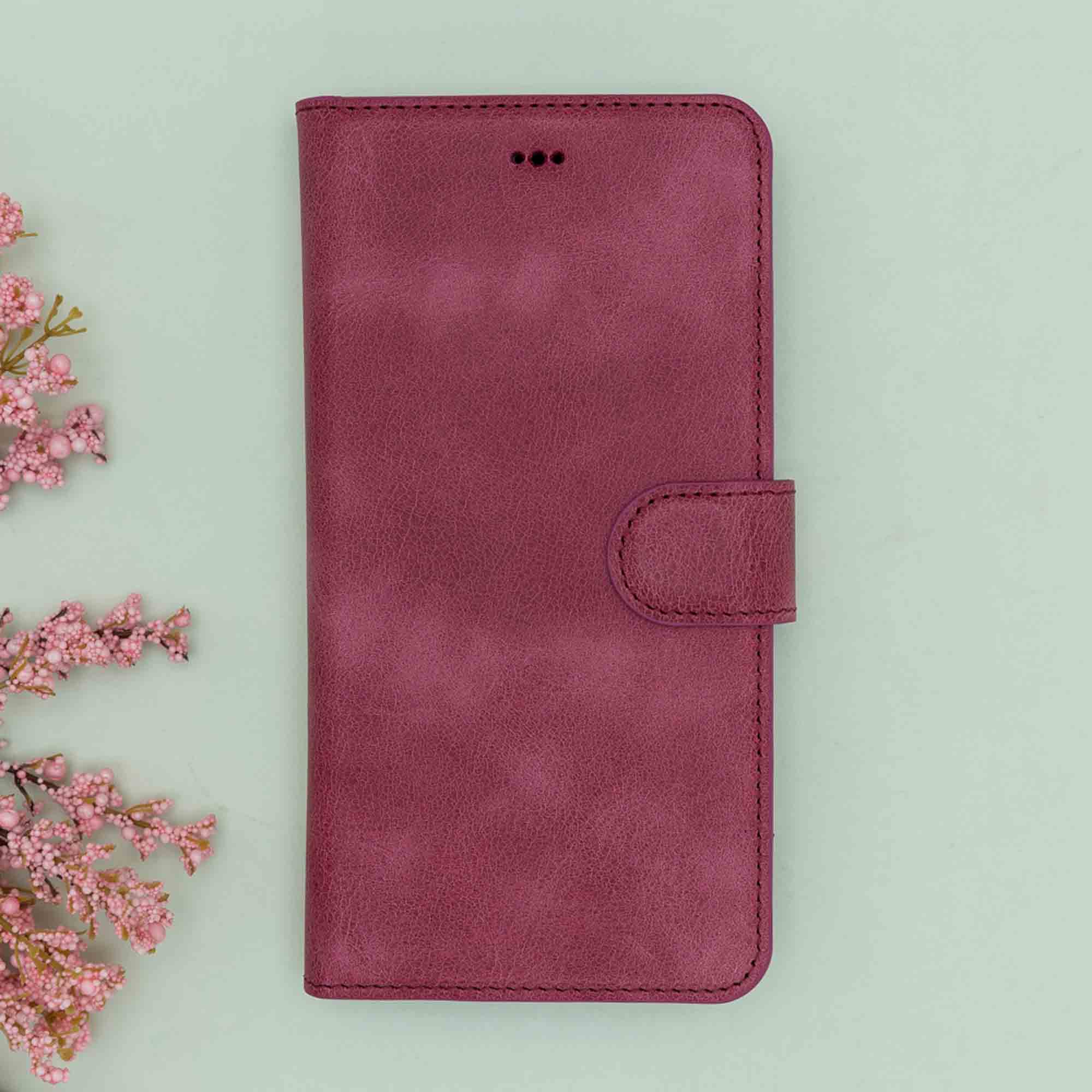 Magic Magnetic Detachable Leather Wallet Case for iPhone XS Max (6.5") - FUCHSIA - saracleather