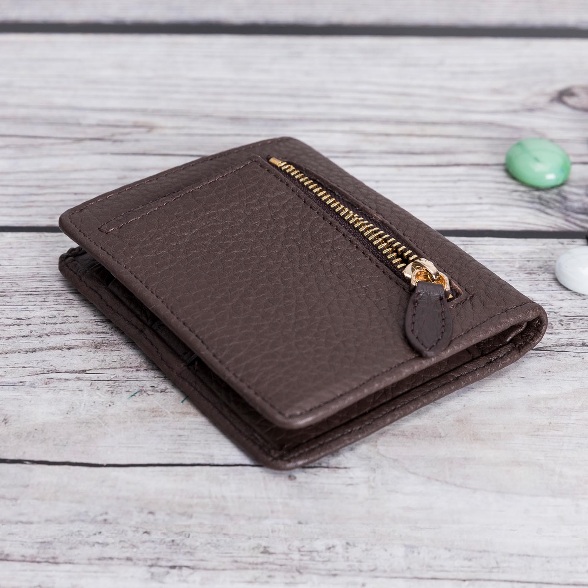 Fabio Leather Bifold Wallet - BROWN - saracleather