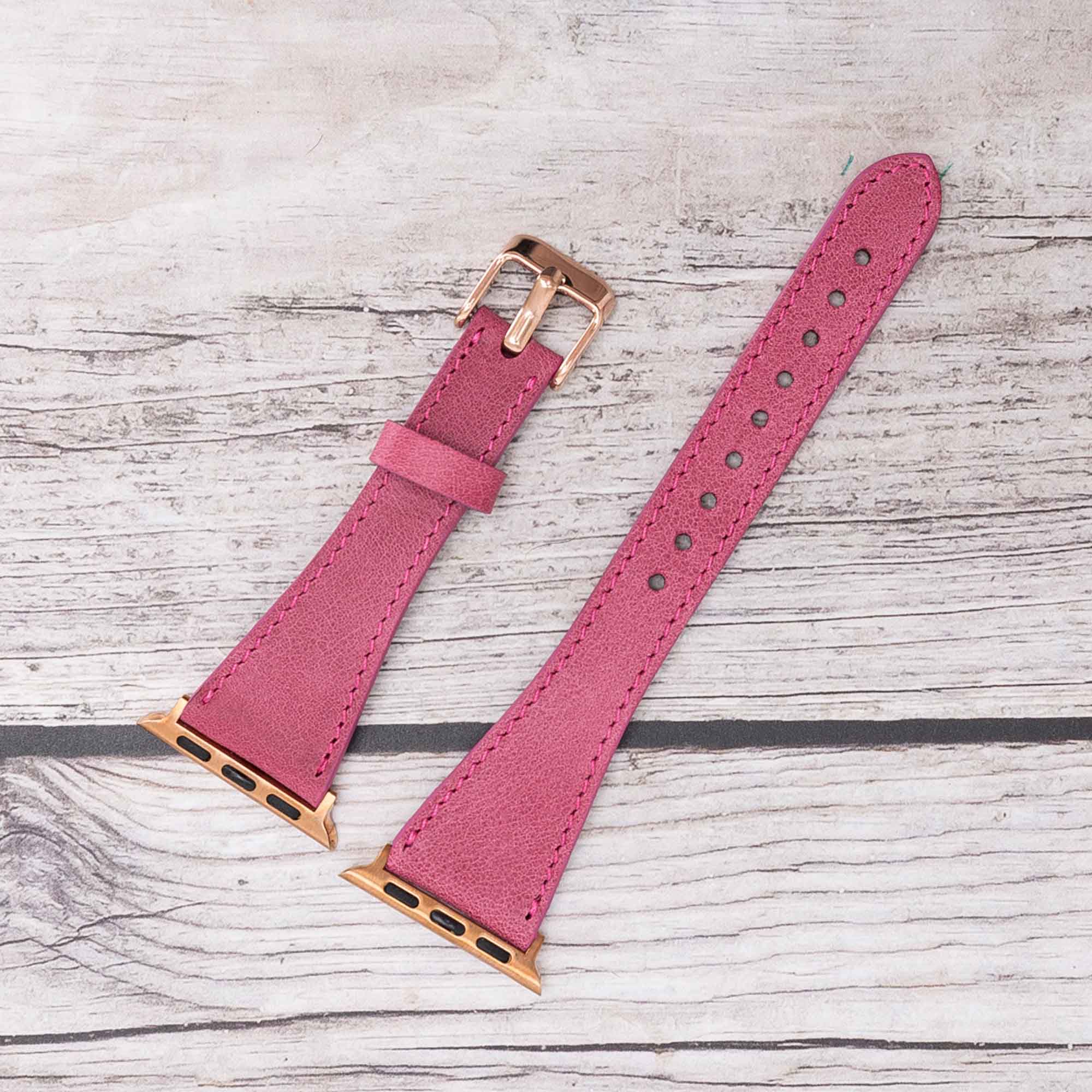 Slim Strap - Full Grain Leather Band for Apple Watch 38mm / 40mm - FUCHSIA - saracleather