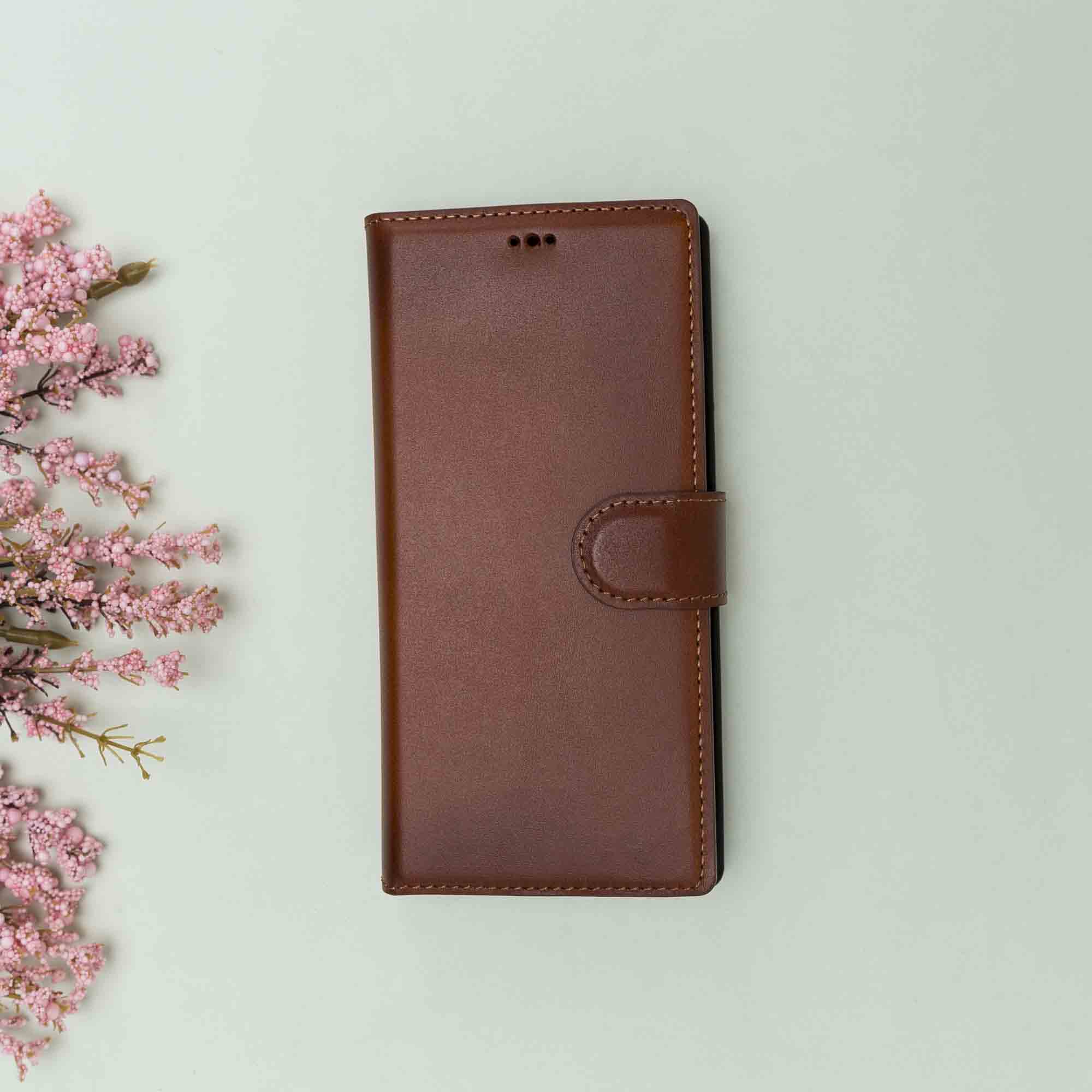 Magic Magnetic Detachable Leather Wallet Case for Samsung Galaxy Note 10 - EFFECT BROWN - saracleather