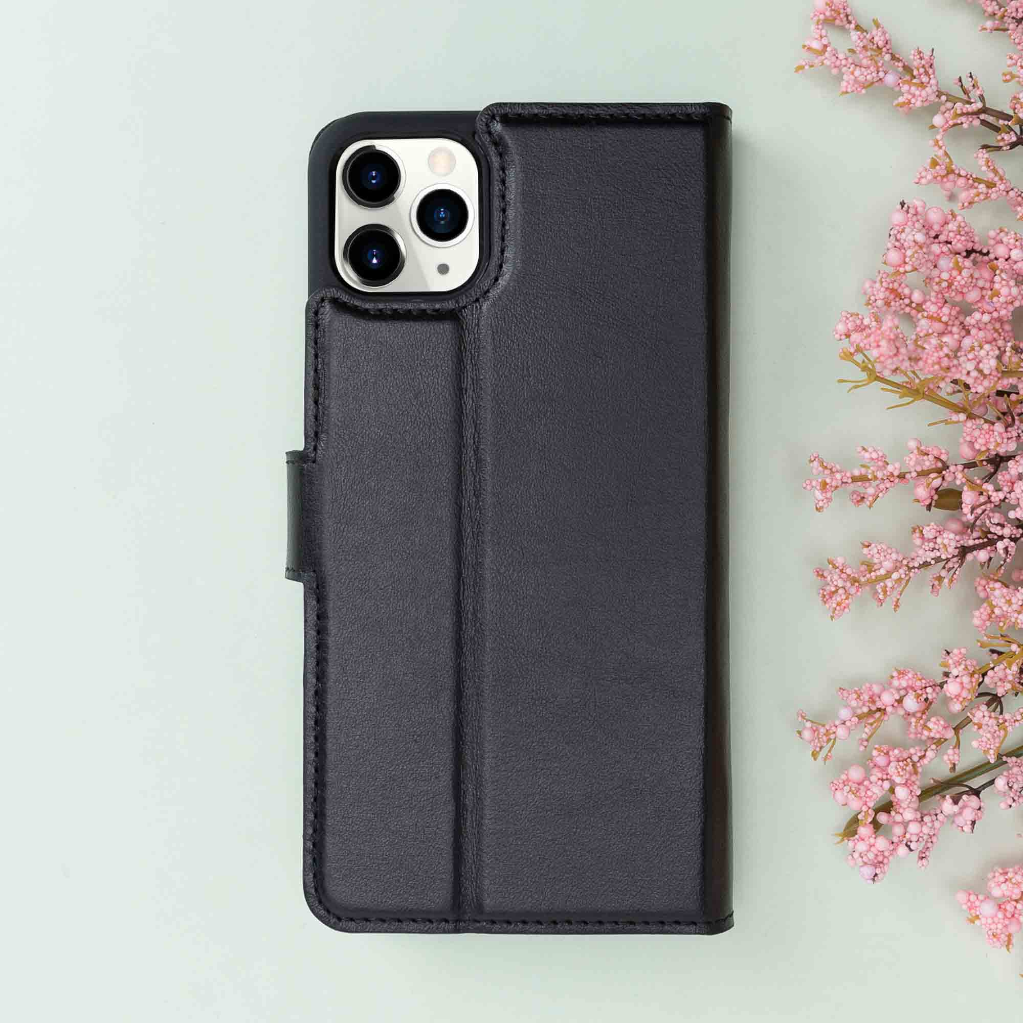 Magic Magnetic Detachable Leather Wallet Case for iPhone 11 Pro (5.8") - BLACK - saracleather