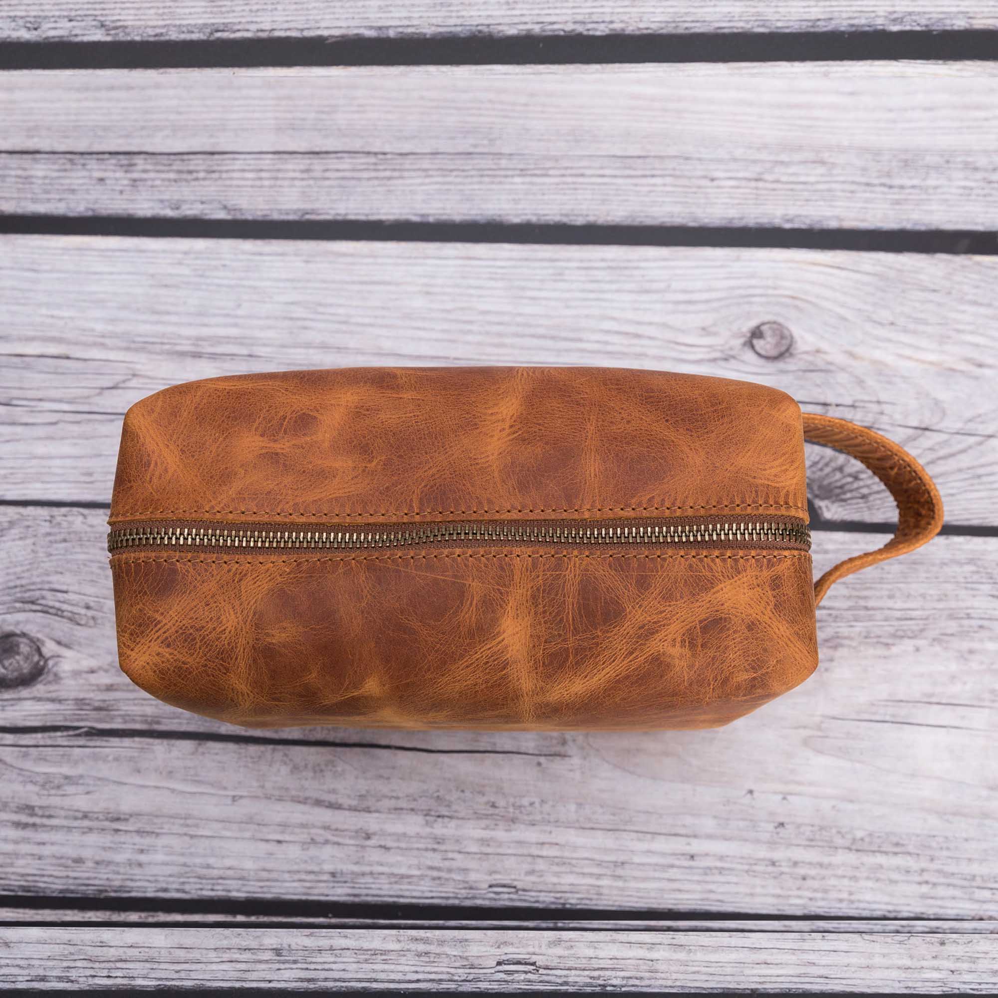 Eve Toiletry / Make Up Leather Bag (Large) - TAN - saracleather