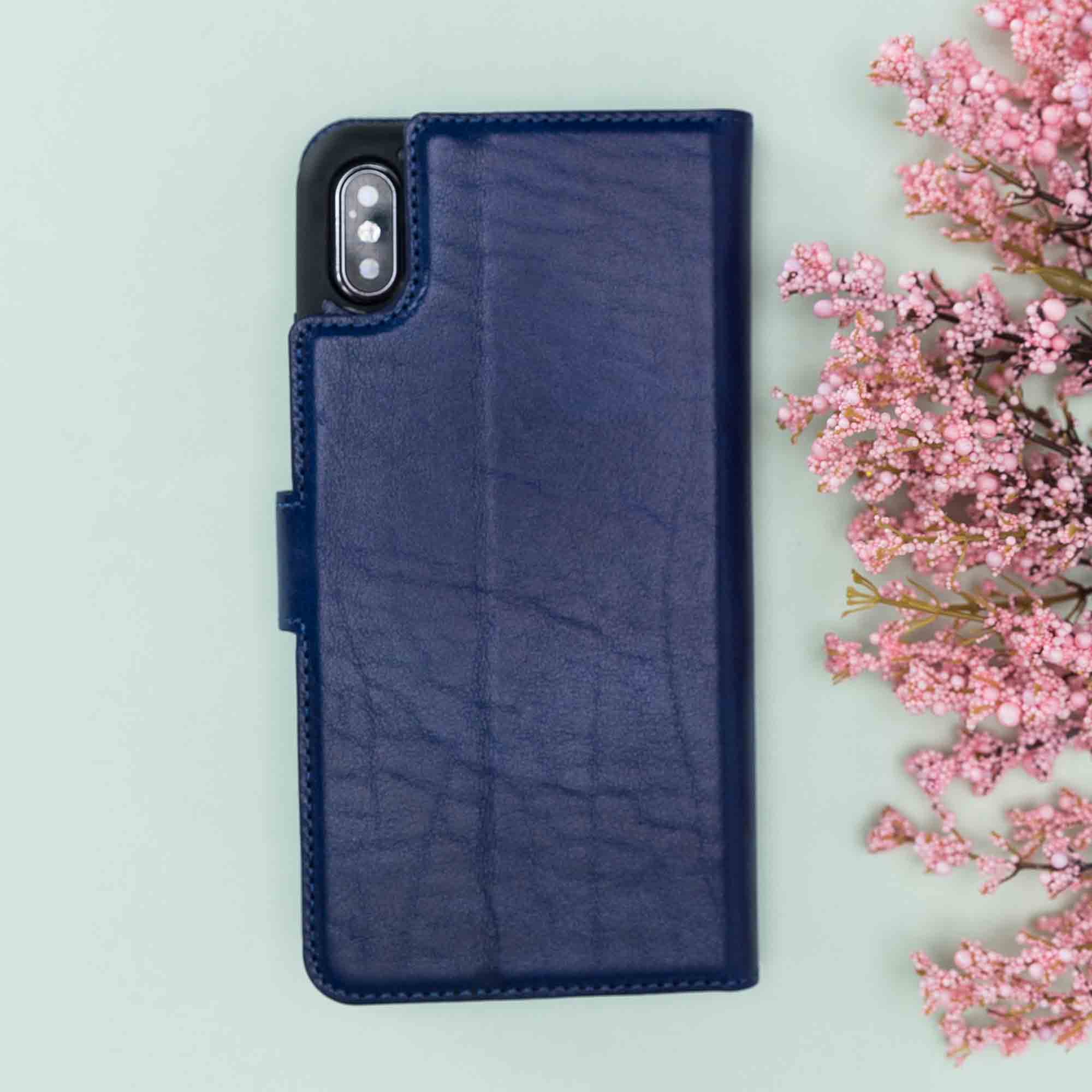 Magic Magnetic Detachable Leather Wallet Case for iPhone XS Max (6.5") - BLUE - saracleather