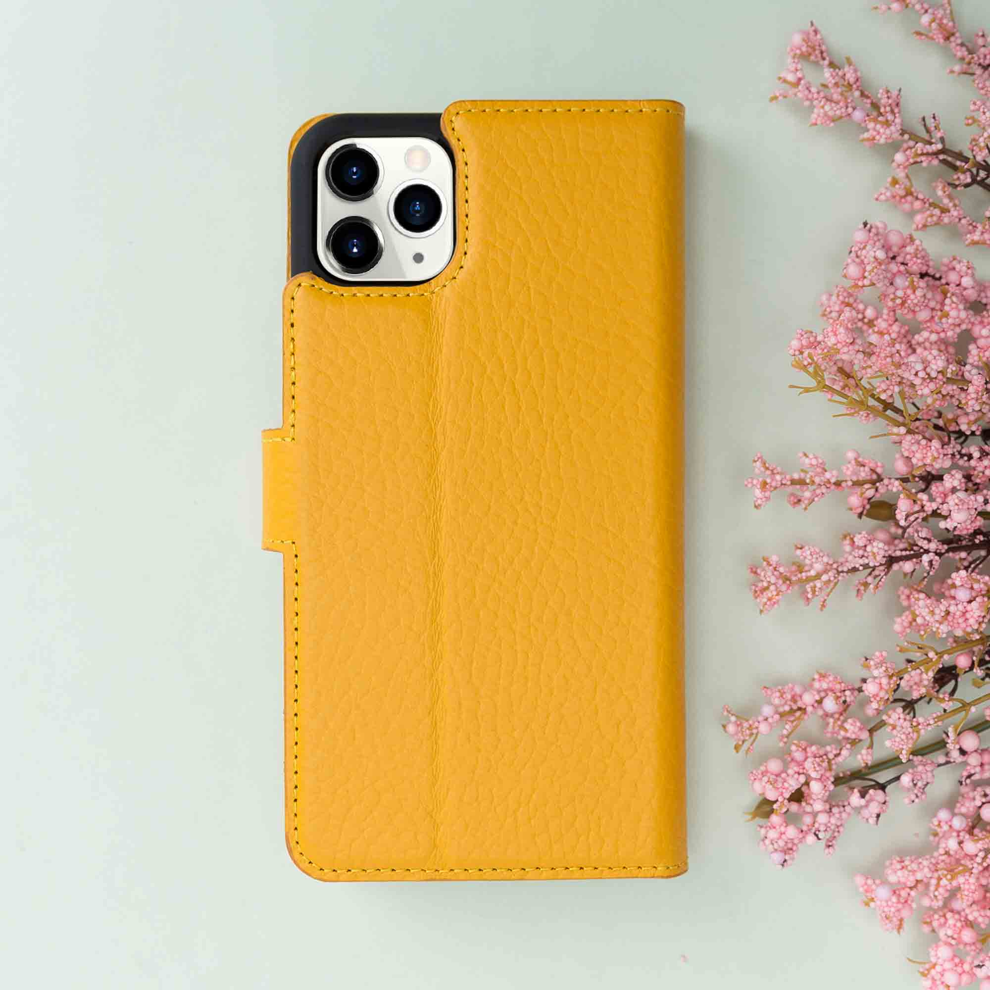 Magic Magnetic Detachable Leather Wallet Case for iPhone 11 Pro (5.8") - YELLOW - saracleather