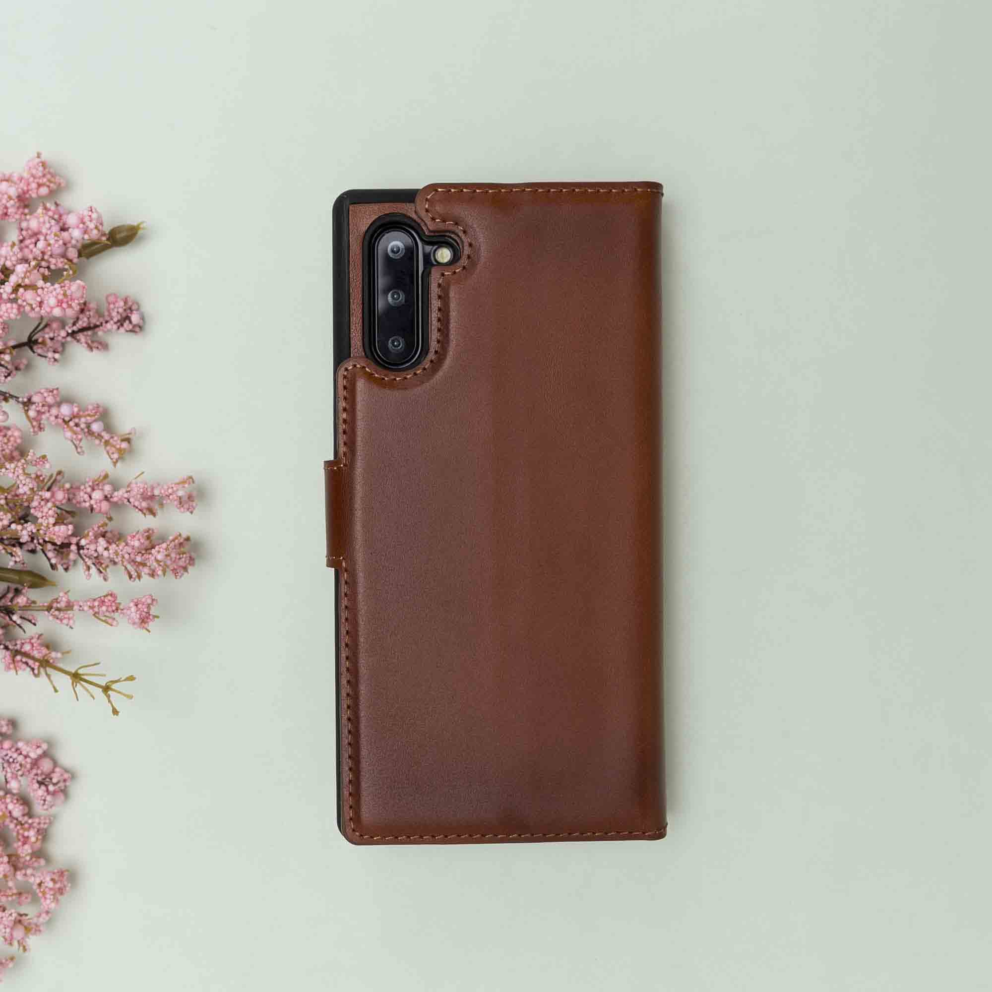 Magic Magnetic Detachable Leather Wallet Case for Samsung Galaxy Note 10 - EFFECT BROWN - saracleather