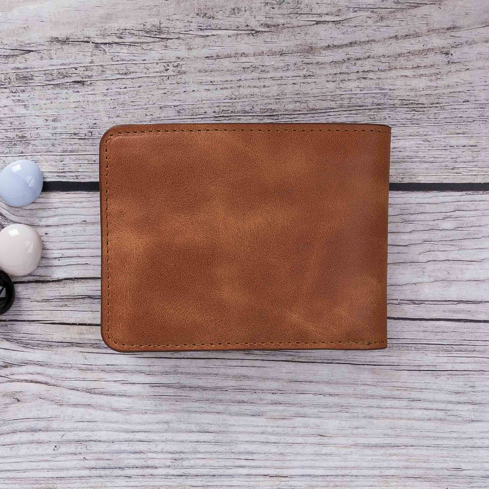 Pier Leather Men's Bifold Wallet - TAN - saracleather