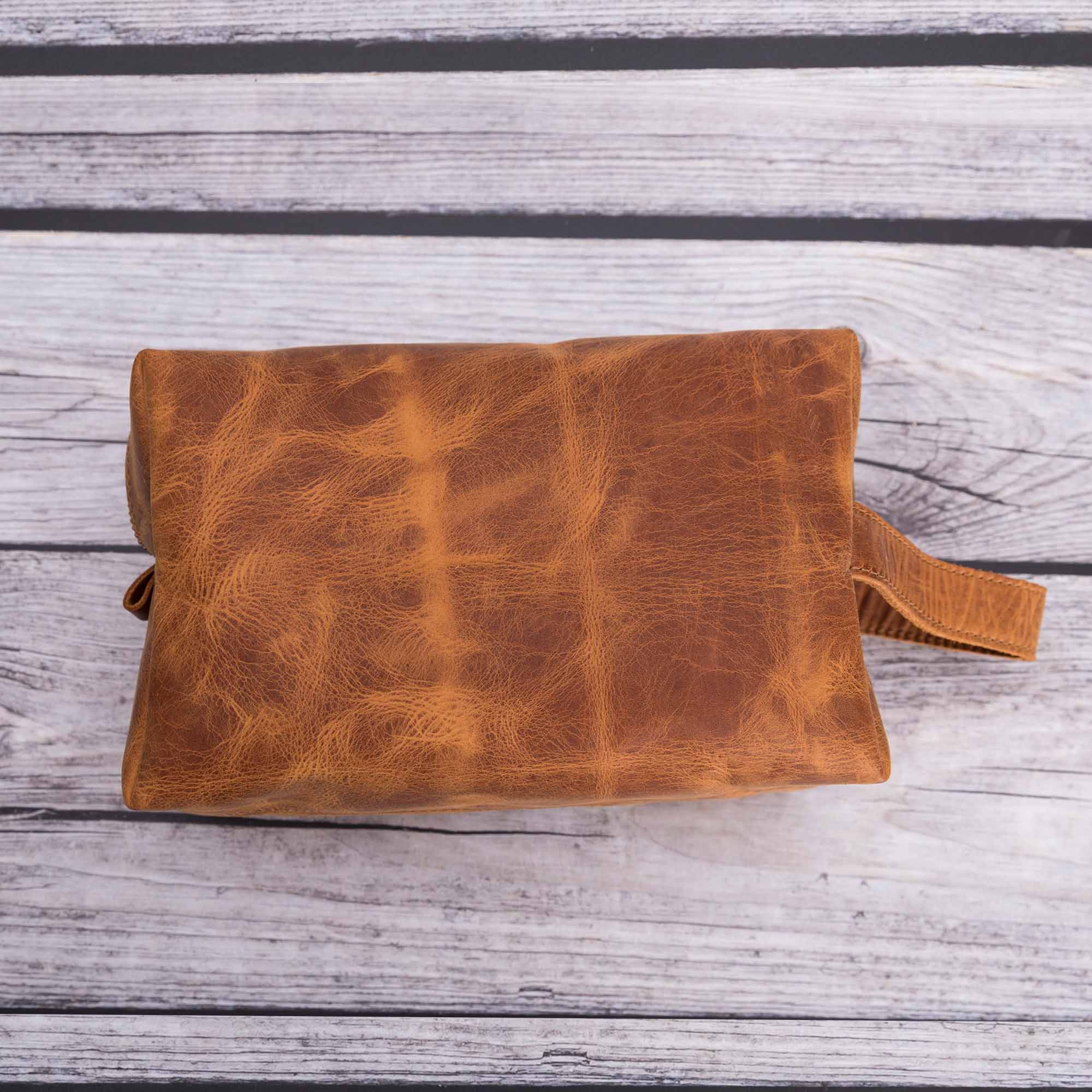 Eve Toiletry / Make Up Leather Bag (Medium) - TAN - saracleather