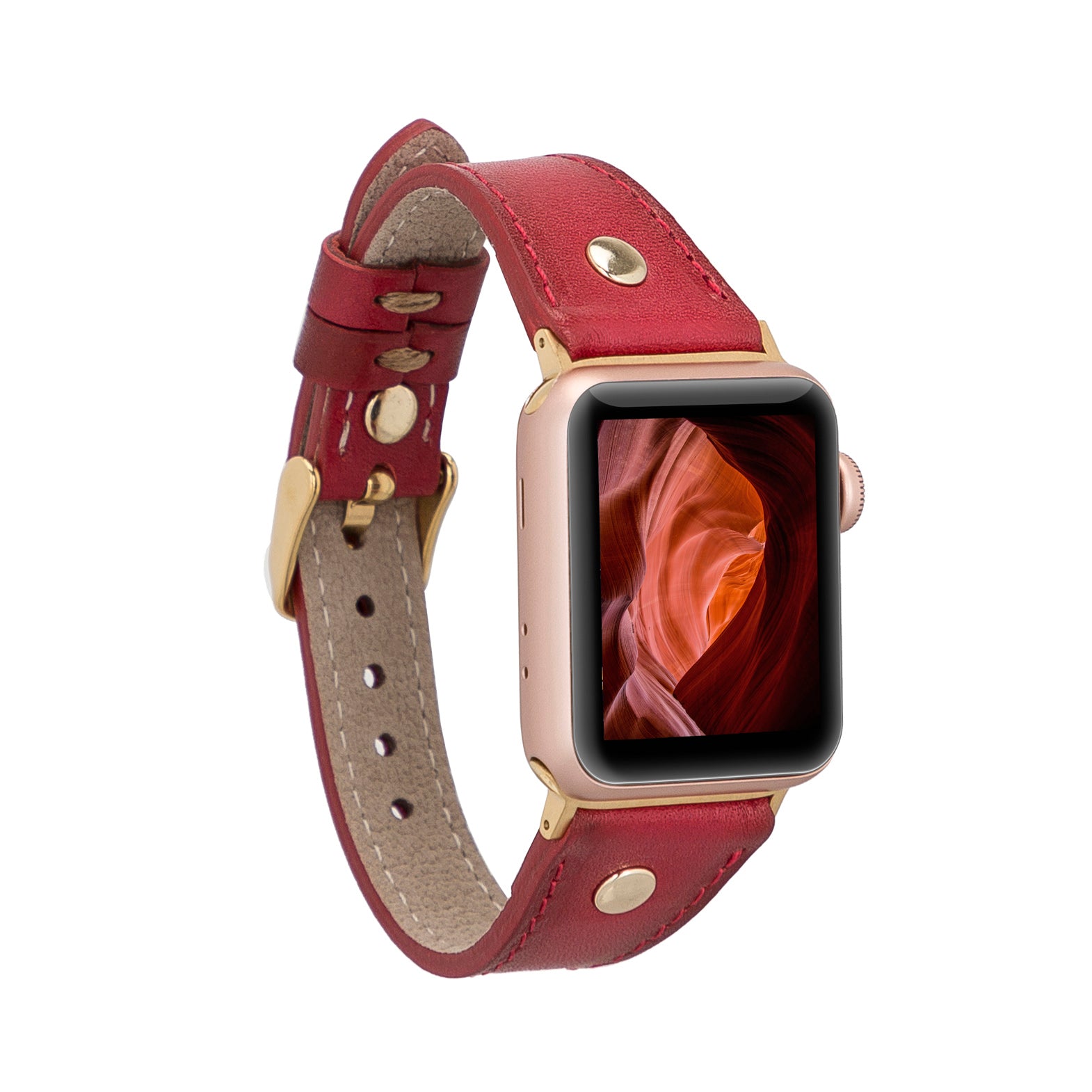 Slim Strap - Full Grain Leather Band for Apple Watch - RED