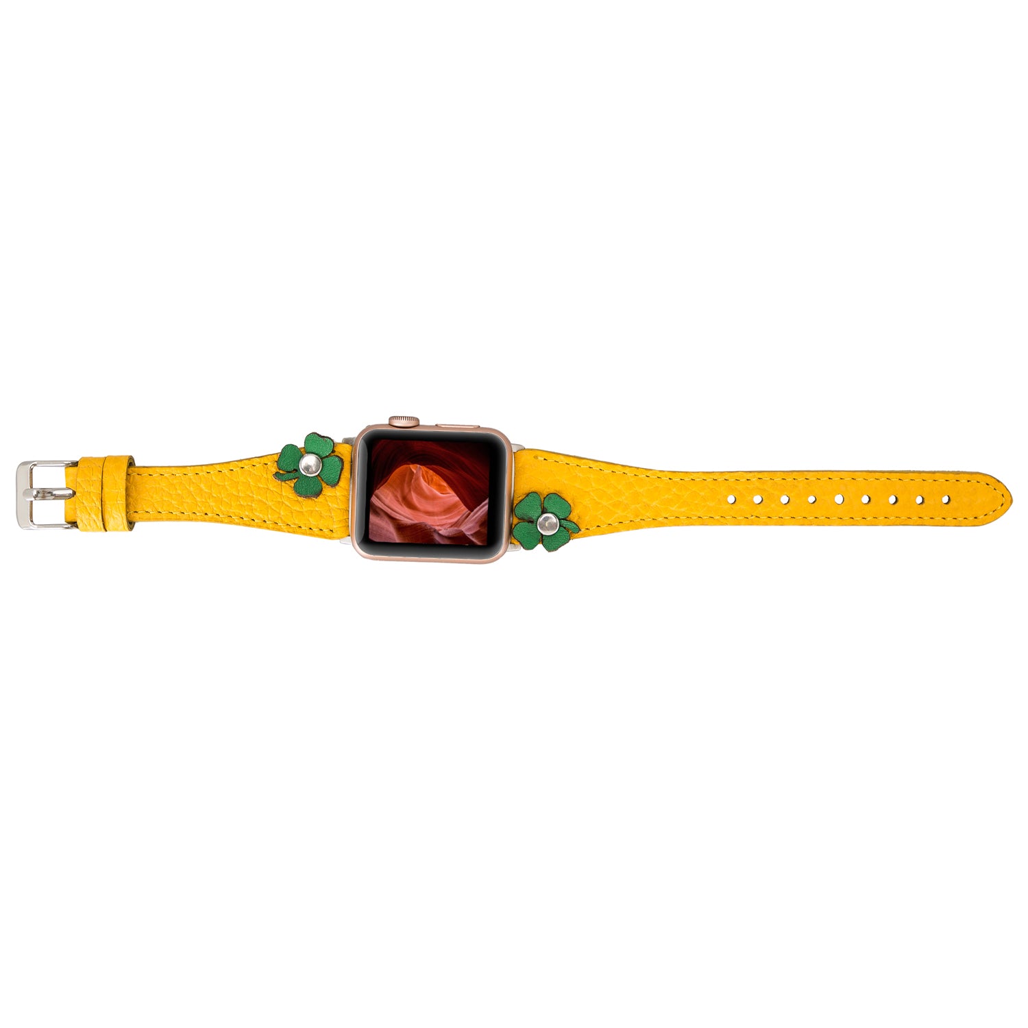 Clover Slim Strap - Full Grain Leather Band for Apple Watch - YELLOW