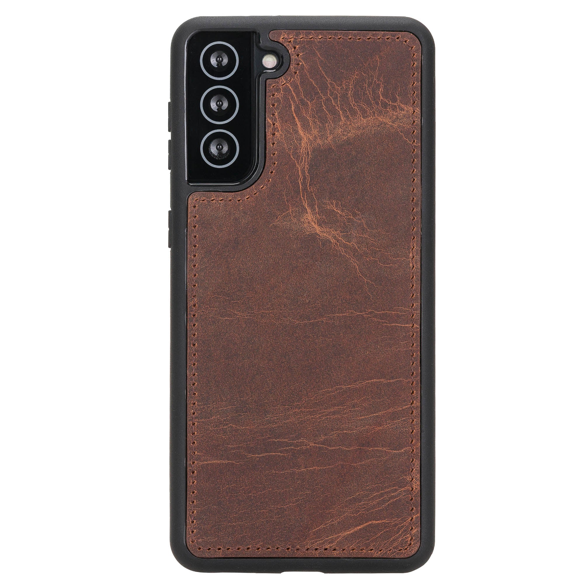 Santa Magnetic Detachable Leather Wallet Case for Samsung Galaxy S21 Plus 5G (6.7") - BROWN - saracleather