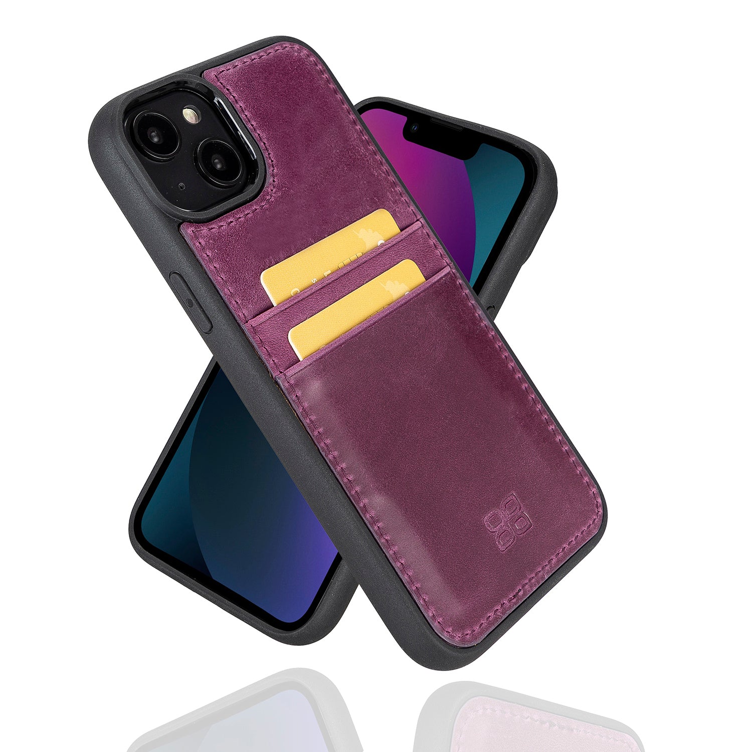 Flex Cover Leather Back Case with Card Holder for iPhone 14 Plus (6.7") - PURPLE