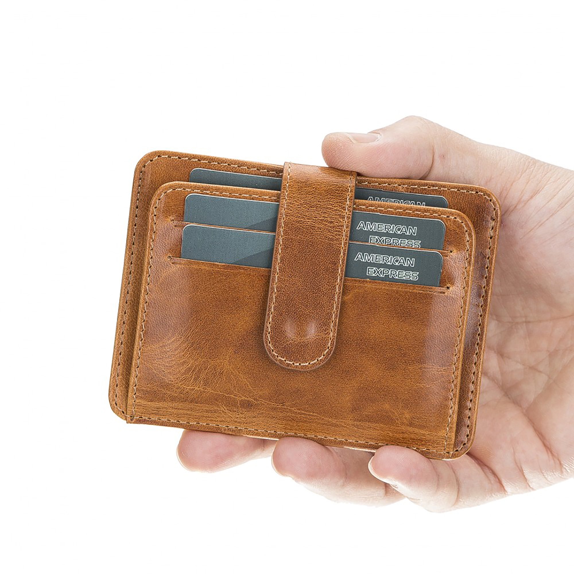 Adelao Leather Men's Bifold Wallet - TAN - saracleather