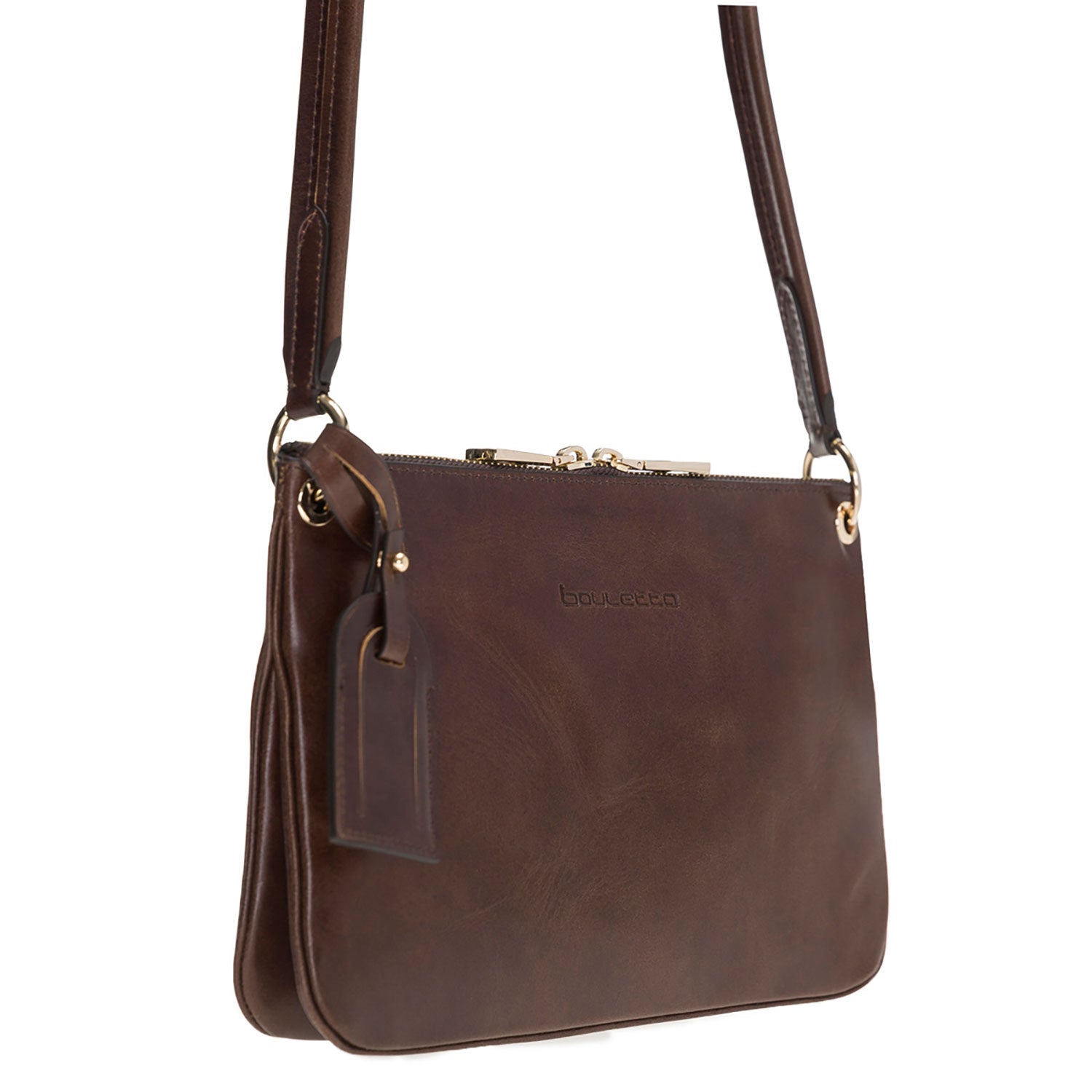 Jane Leather Handbag - DARK BROWN - saracleather