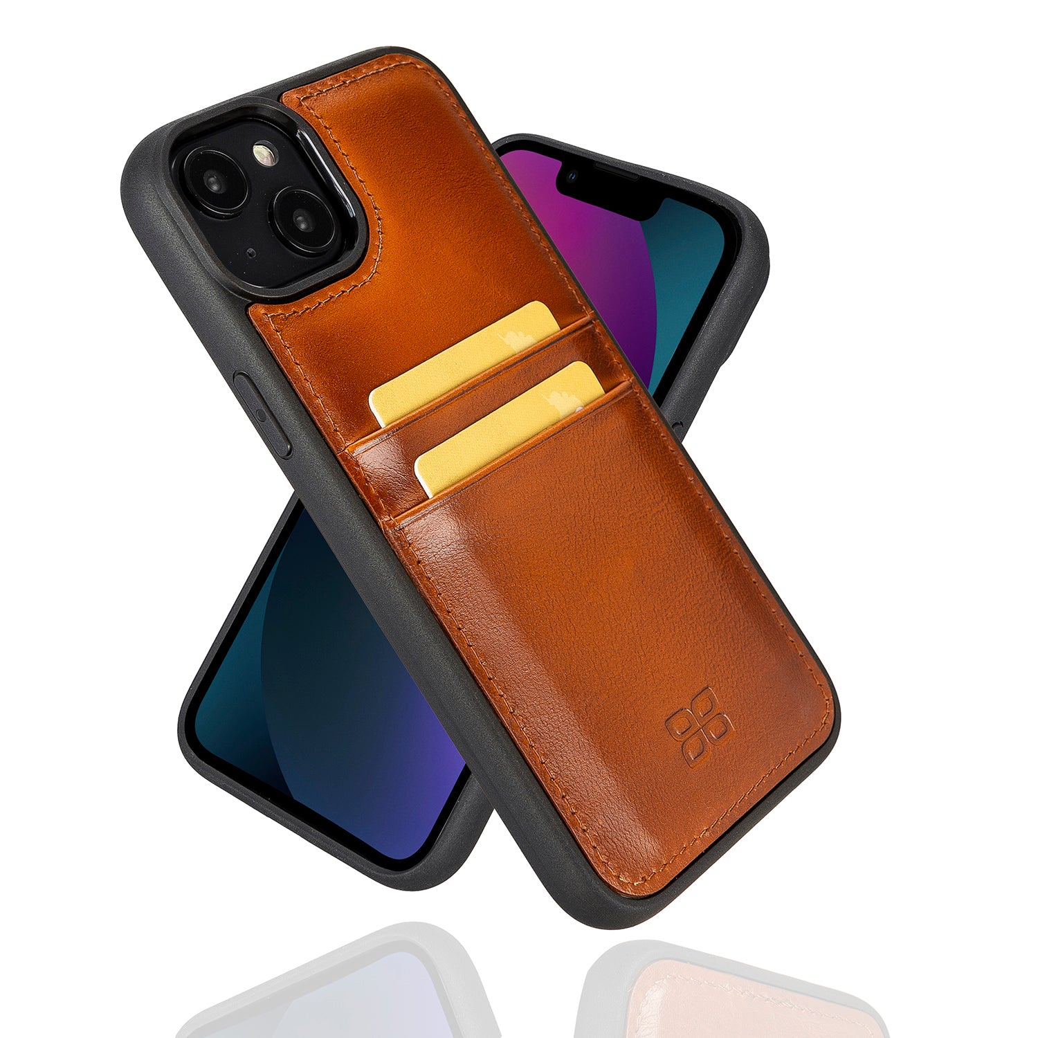 Flex Cover Leather Back Case with Card Holder for iPhone 14 (6.1") - EFFECT TAN