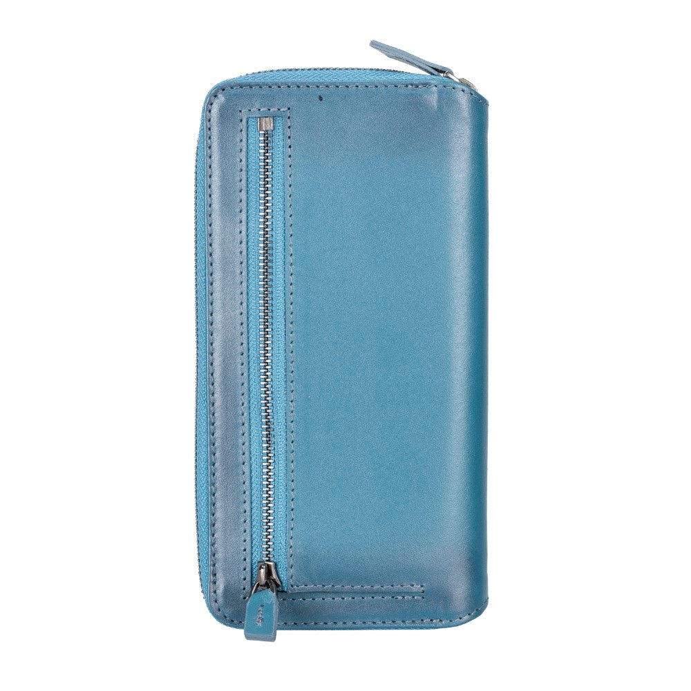 Pouch Magnetic Detachable Leather Wallet Case with RFID for Samsung Galaxy S22 Ultra (6.8") - BLUE