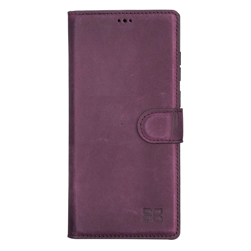 Magic Magnetic Detachable Leather RFID Blocker Wallet Case for Samsung Galaxy S22 Ultra (6.8") - PURPLE