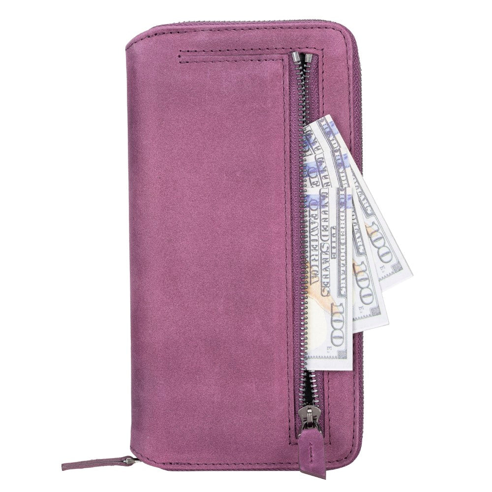 Pouch Magnetic Detachable Leather Wallet Case with RFID for Samsung Galaxy S22 (6.1") - PURPLE