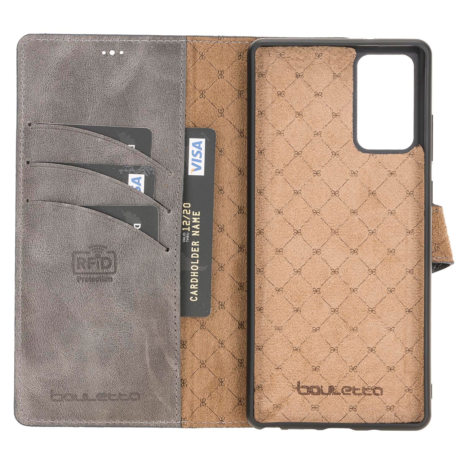 Magic Magnetic Detachable Leather Wallet Case with RFID for Samsung Galaxy Note 20 / Note 20 5G (6.7") - GRAY - saracleather