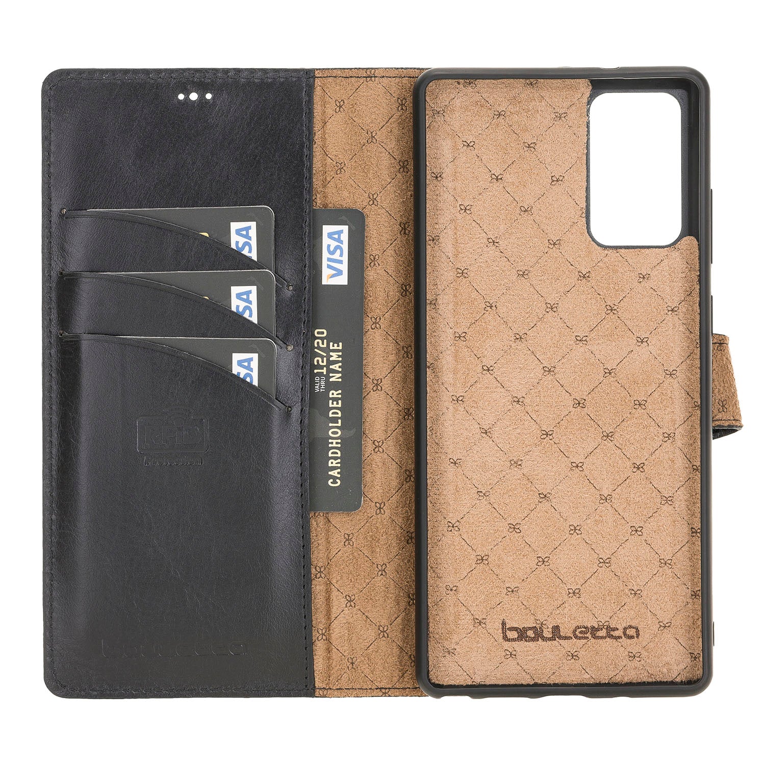 Magic Magnetic Detachable Leather Wallet Case with RFID for Samsung Galaxy Note 20 / Note 20 5G (6.7") - BLACK - saracleather