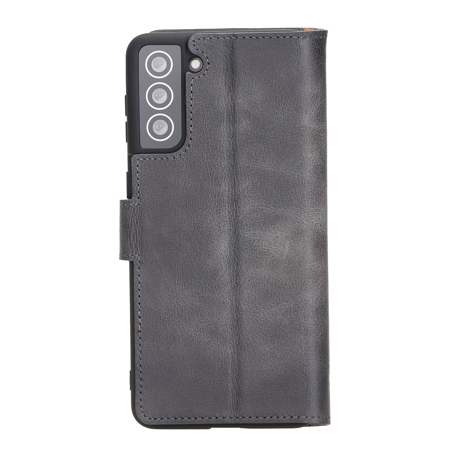 Wallet Folio Leather Case with RFID for Samsung Galaxy S21 5G (6.2") - GRAY - saracleather