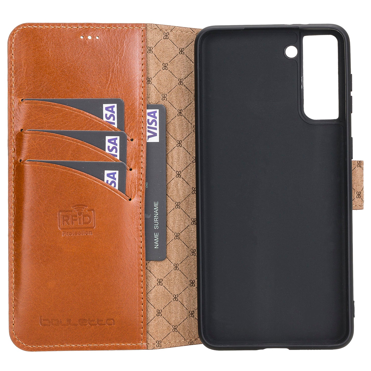 Wallet Folio Leather Case with RFID for Samsung Galaxy S21 5G (6.2") - EFFECT BROWN - saracleather