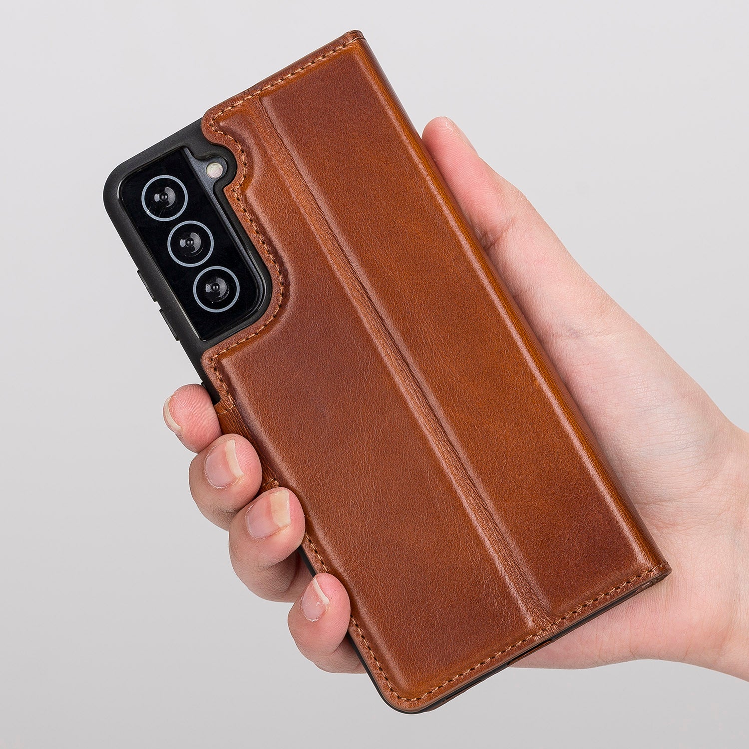 Magic Magnetic Detachable Leather Wallet Case with RFID for Samsung Galaxy S21 Plus 5G (6.7") - EFFECT BROWN - saracleather