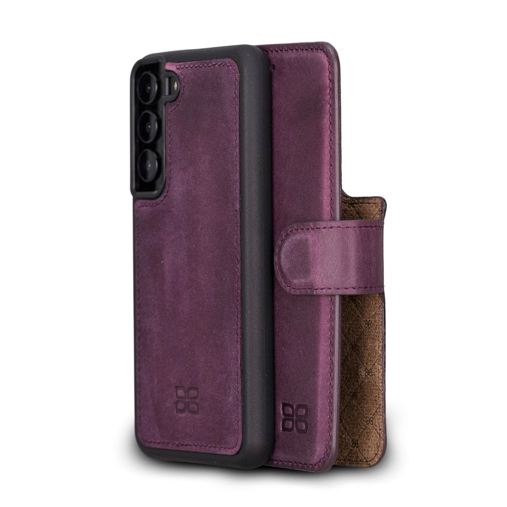 Magic Magnetic Detachable Leather RFID Blocker Wallet Case for Samsung Galaxy S22 Plus (6.6") - PURPLE