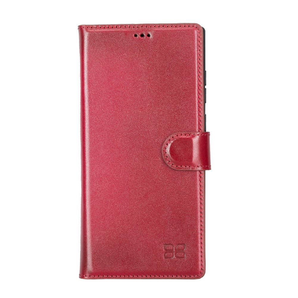 Magic Magnetic Detachable Leather RFID Blocker Wallet Case for Samsung Galaxy S22 Ultra (6.8") - RED