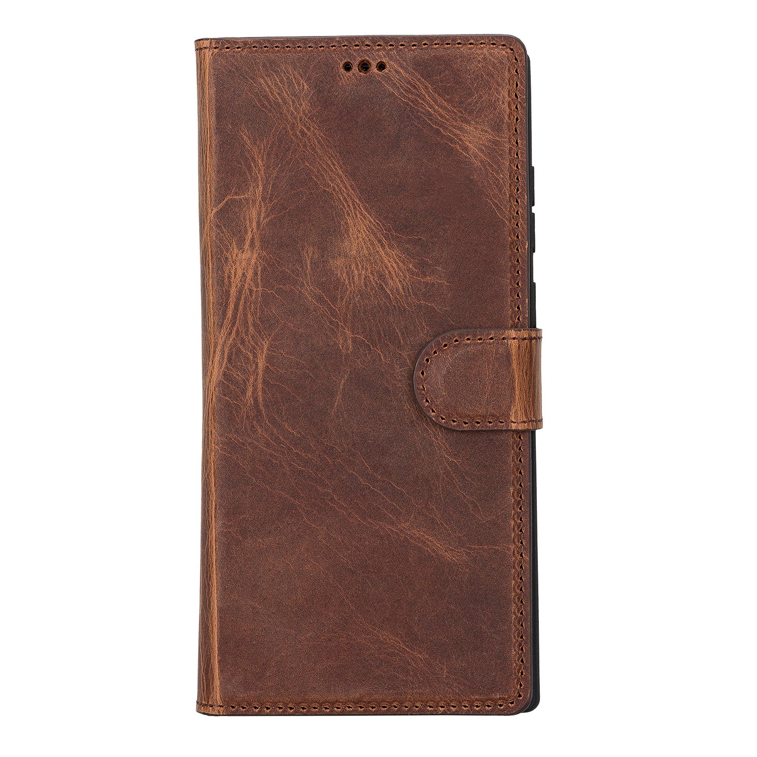 Magic Magnetic Detachable Leather RFID Blocker Wallet Case for Samsung Galaxy S22 Ultra (6.8") - BROWN