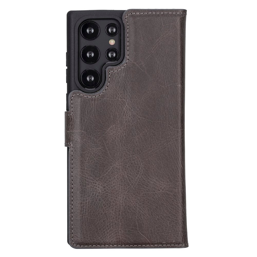 Magic Magnetic Detachable Leather RFID Blocker Wallet Case for Samsung Galaxy S22 Ultra (6.8") - GRAY