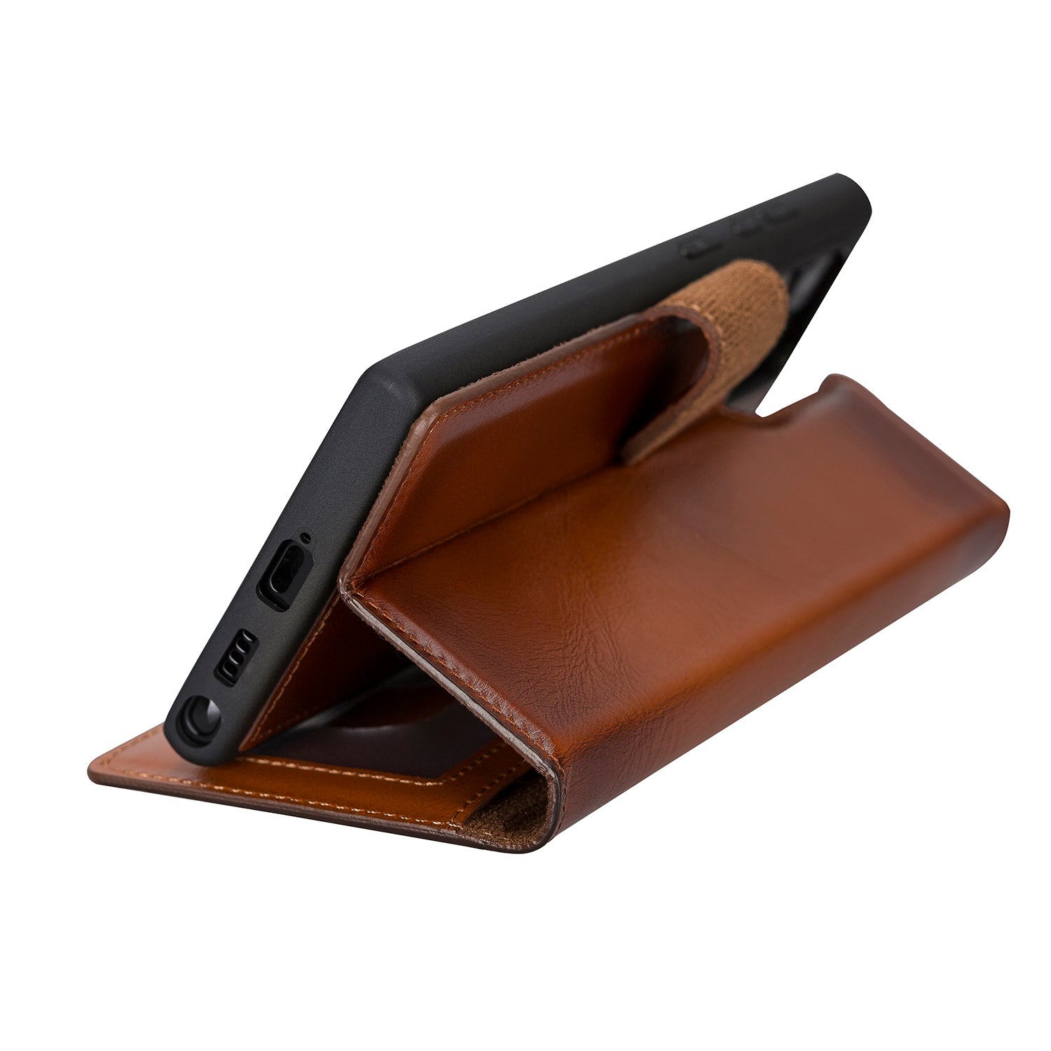 Magic Magnetic Detachable Leather RFID Blocker Wallet Case for Samsung Galaxy S22 Ultra (6.8") - EFFECT BROWN