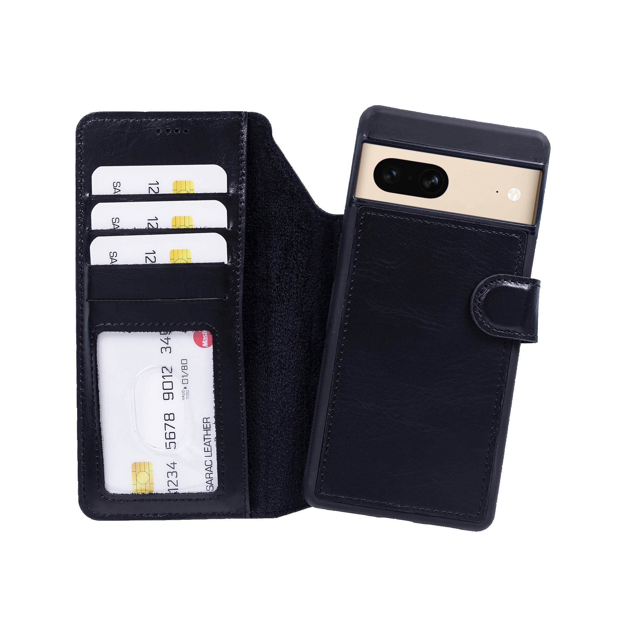 Magic Magnetic Detachable Leather RFID Blocker Wallet Case for Google Pixel 7 (6.3") - BLACK