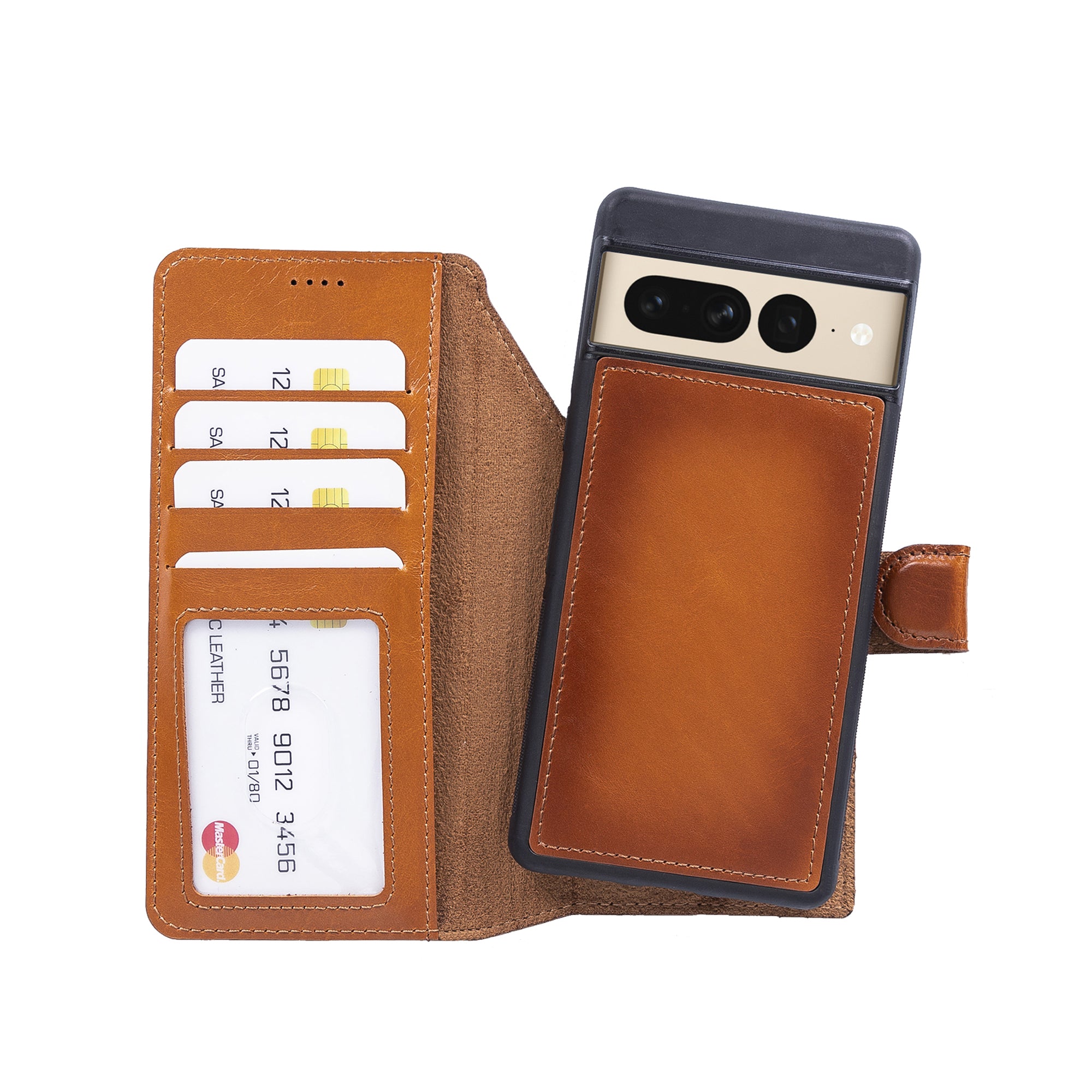 Magic Magnetic Detachable Leather RFID Blocker Wallet Case for Google Pixel 7 Pro (6.7") - EFFECT TAN