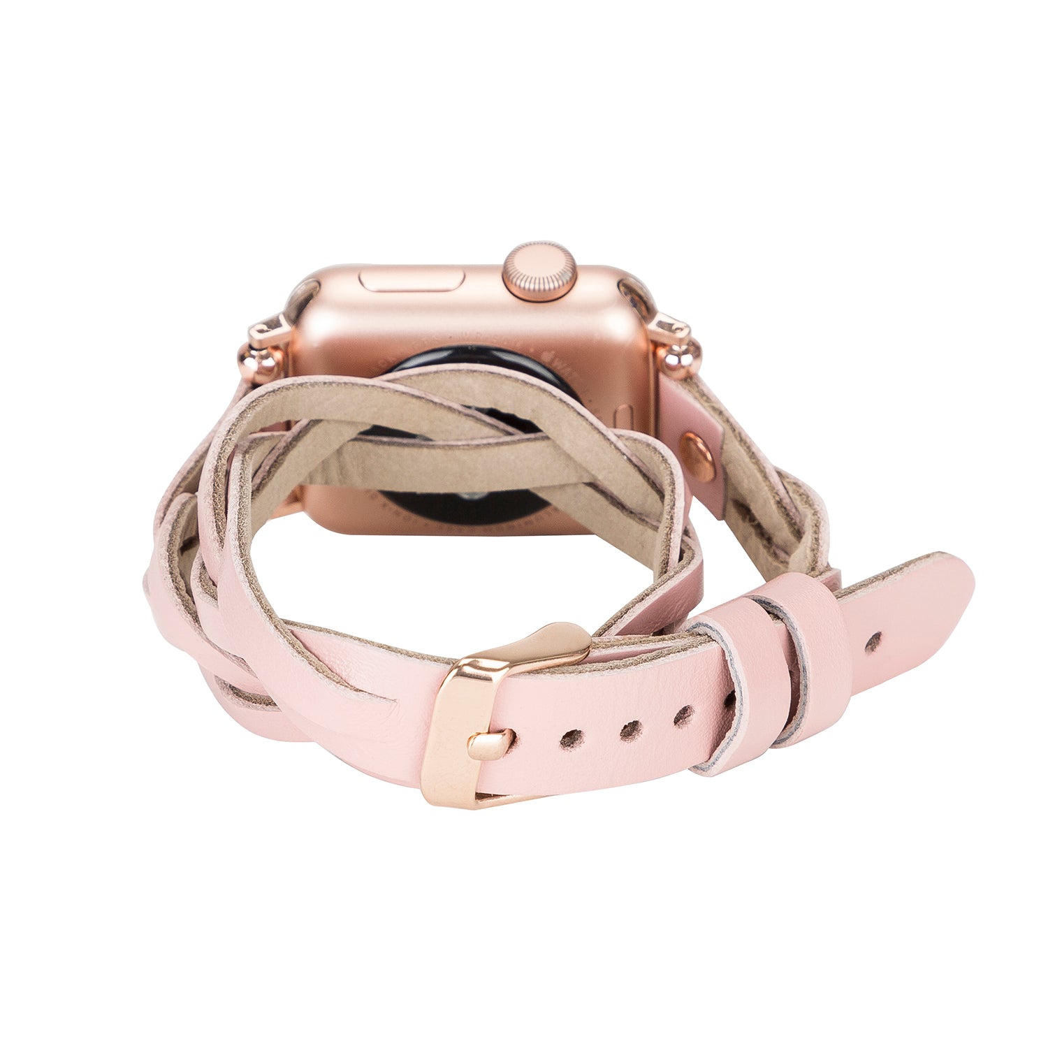 PEGGY Double Tour Strap: Full Grain Leather Band for Apple Watch - PINK