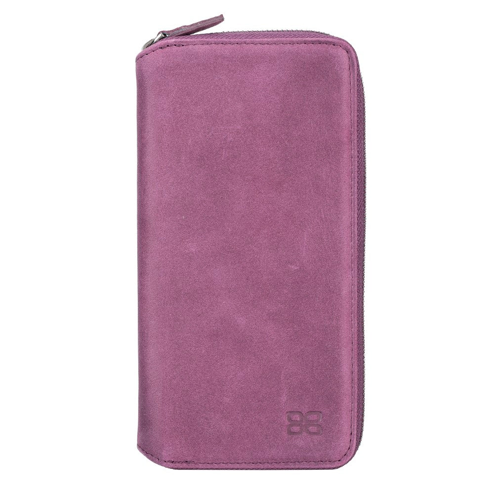 Pouch Magnetic Detachable Leather Wallet Case with RFID for Samsung Galaxy S22 Ultra (6.8") - PURPLE