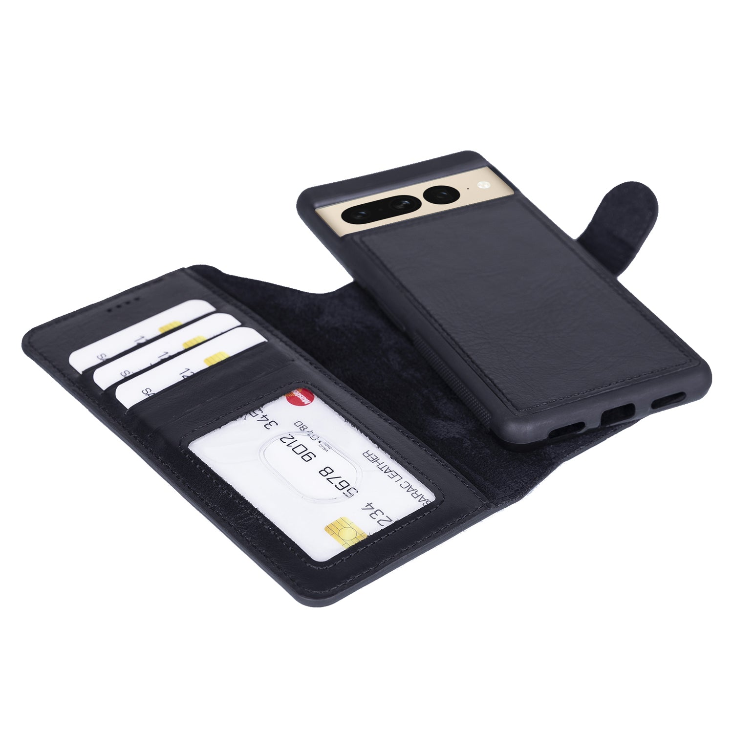 Magic Magnetic Detachable Leather RFID Blocker Wallet Case for Google Pixel 7 Pro (6.7") - BLACK