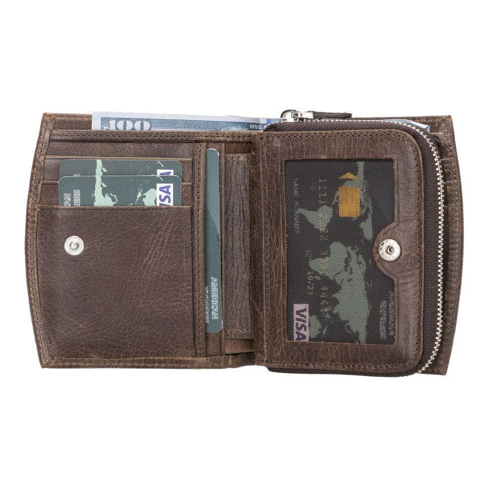 Vero Women's Leather Zipper Wallet - BROWN - saracleather