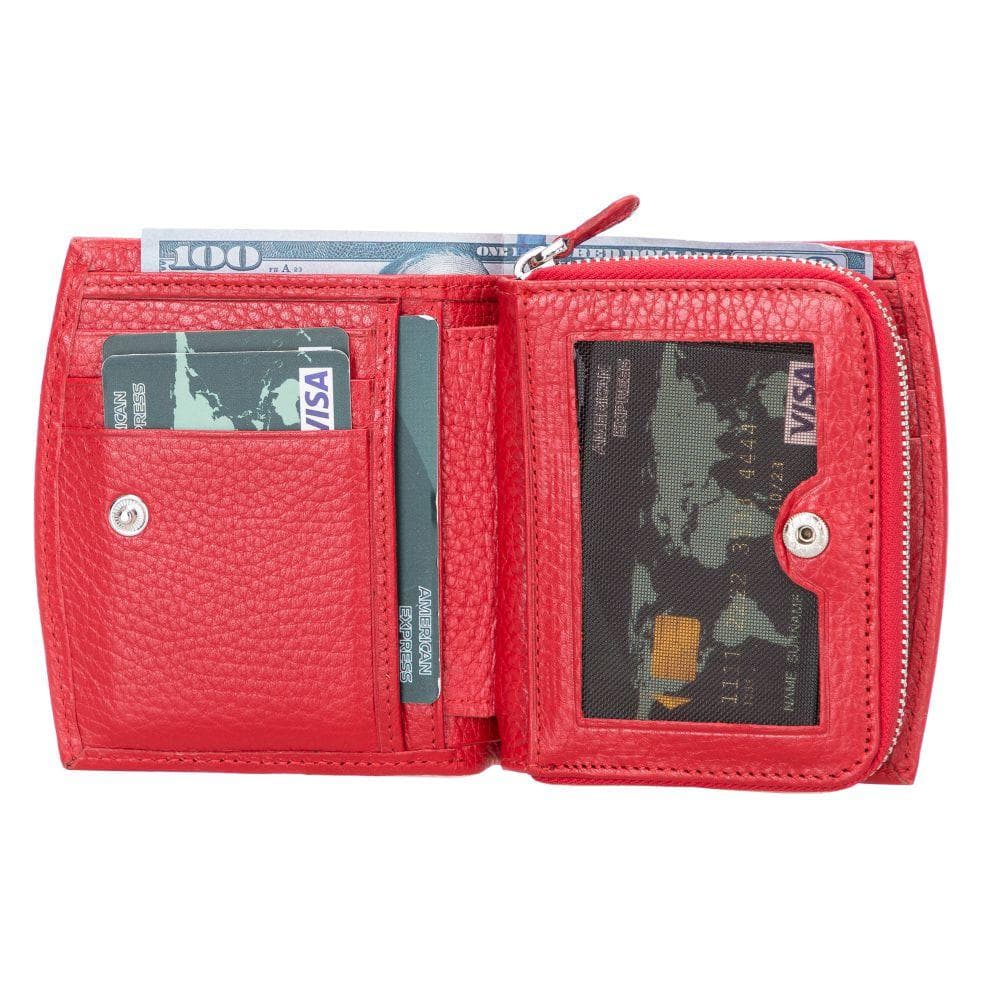 Vero Women's Leather Zipper Wallet - RED - saracleather