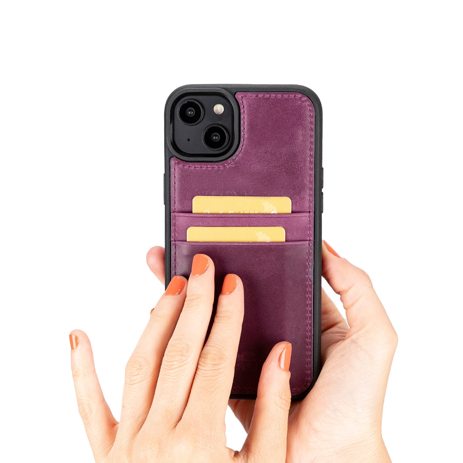 Flex Cover Leather Back Case with Card Holder for iPhone 14 Plus (6.7") - PURPLE