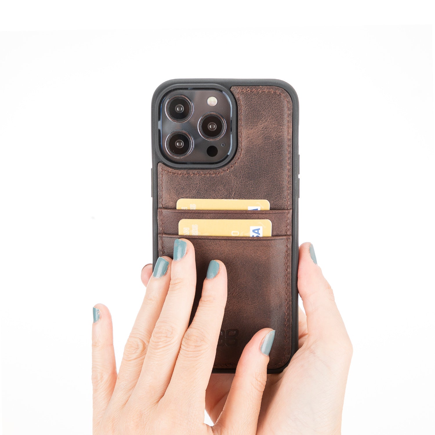 Flex Cover Leather Back Case with Card Holder for iPhone 14 Pro (6.1") - BROWN