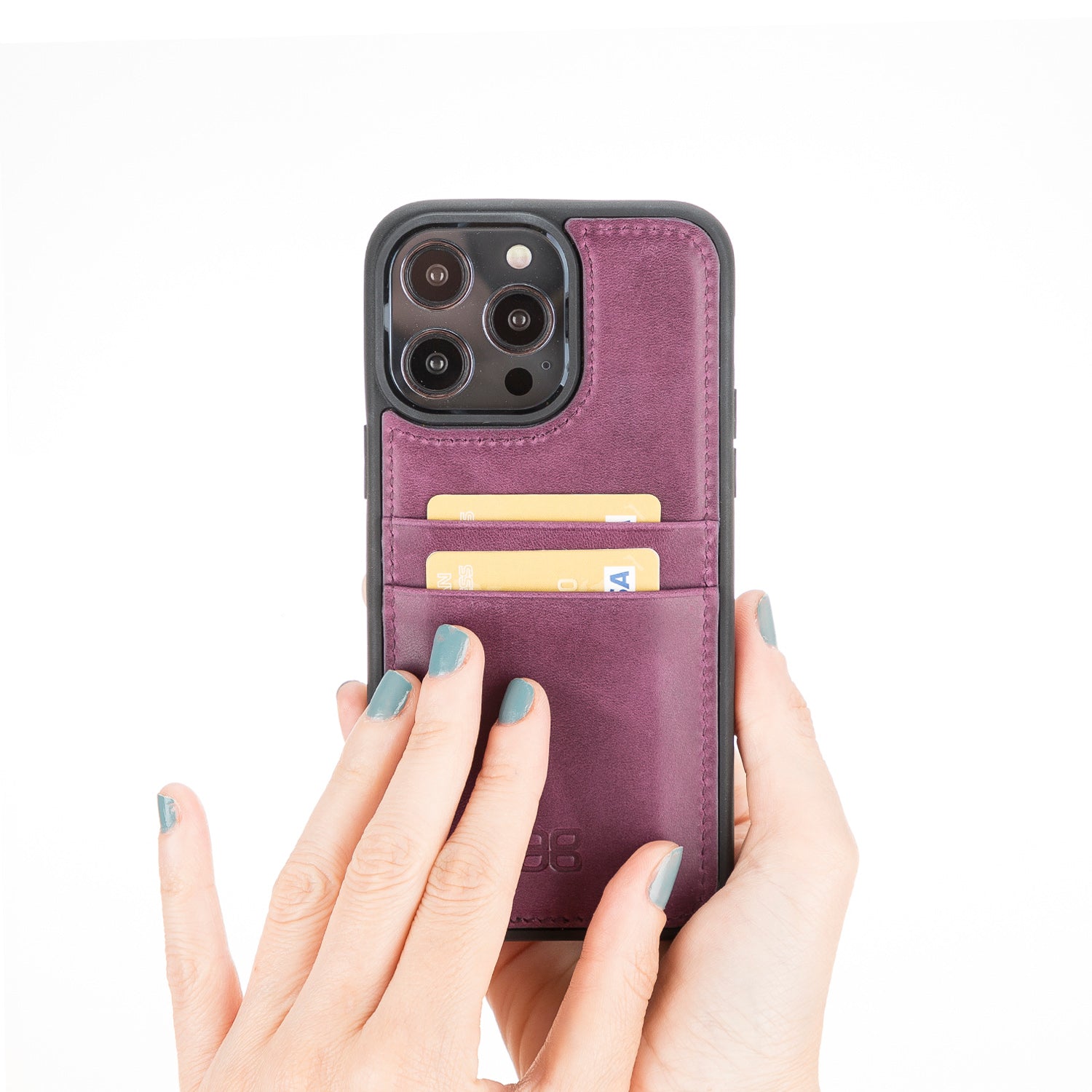 Flex Cover Leather Back Case with Card Holder for iPhone 14 Pro Max (6.7") - PURPLE