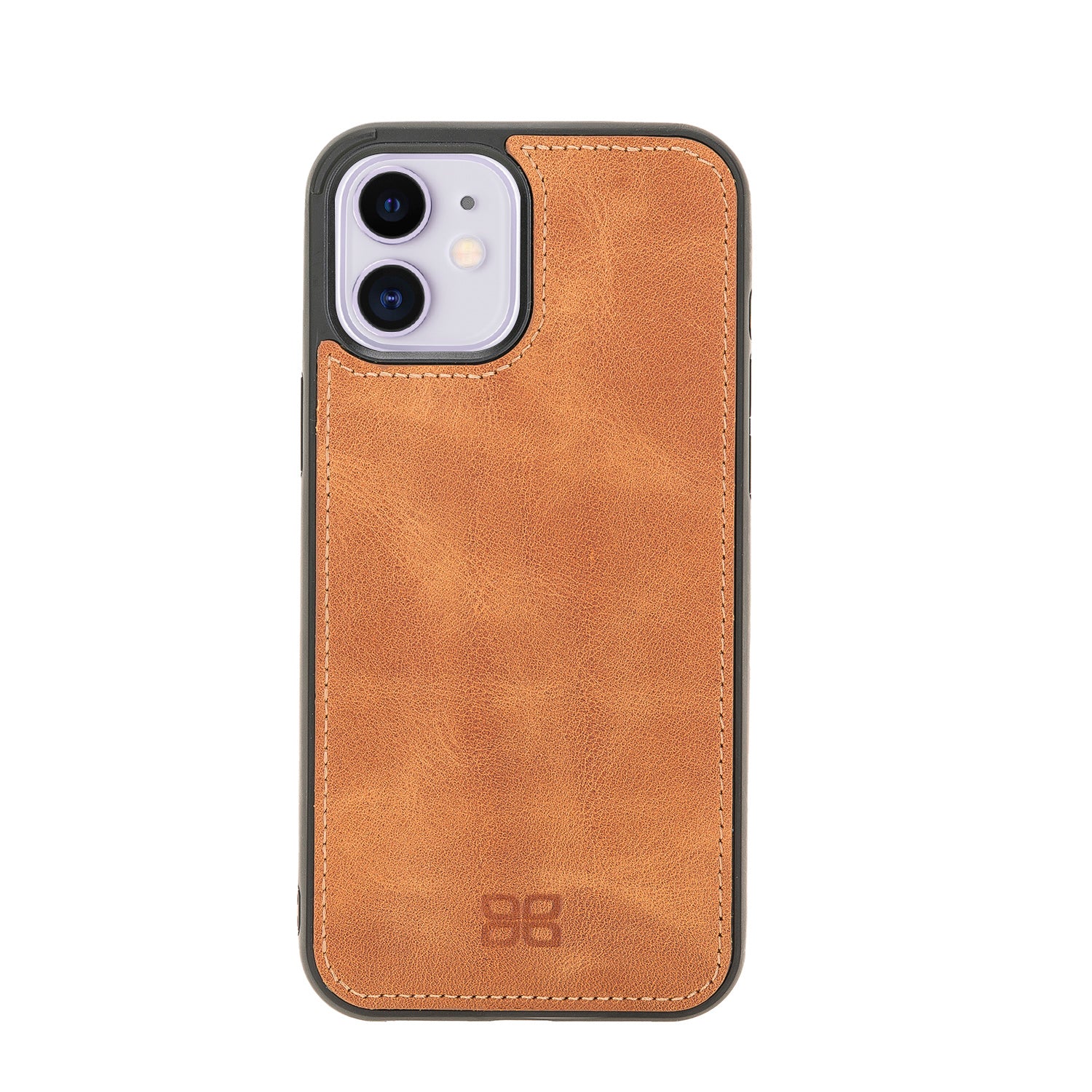 Pouch Magnetic Detachable Leather Wallet Case for iPhone 12 (6.1") - TAN - saracleather