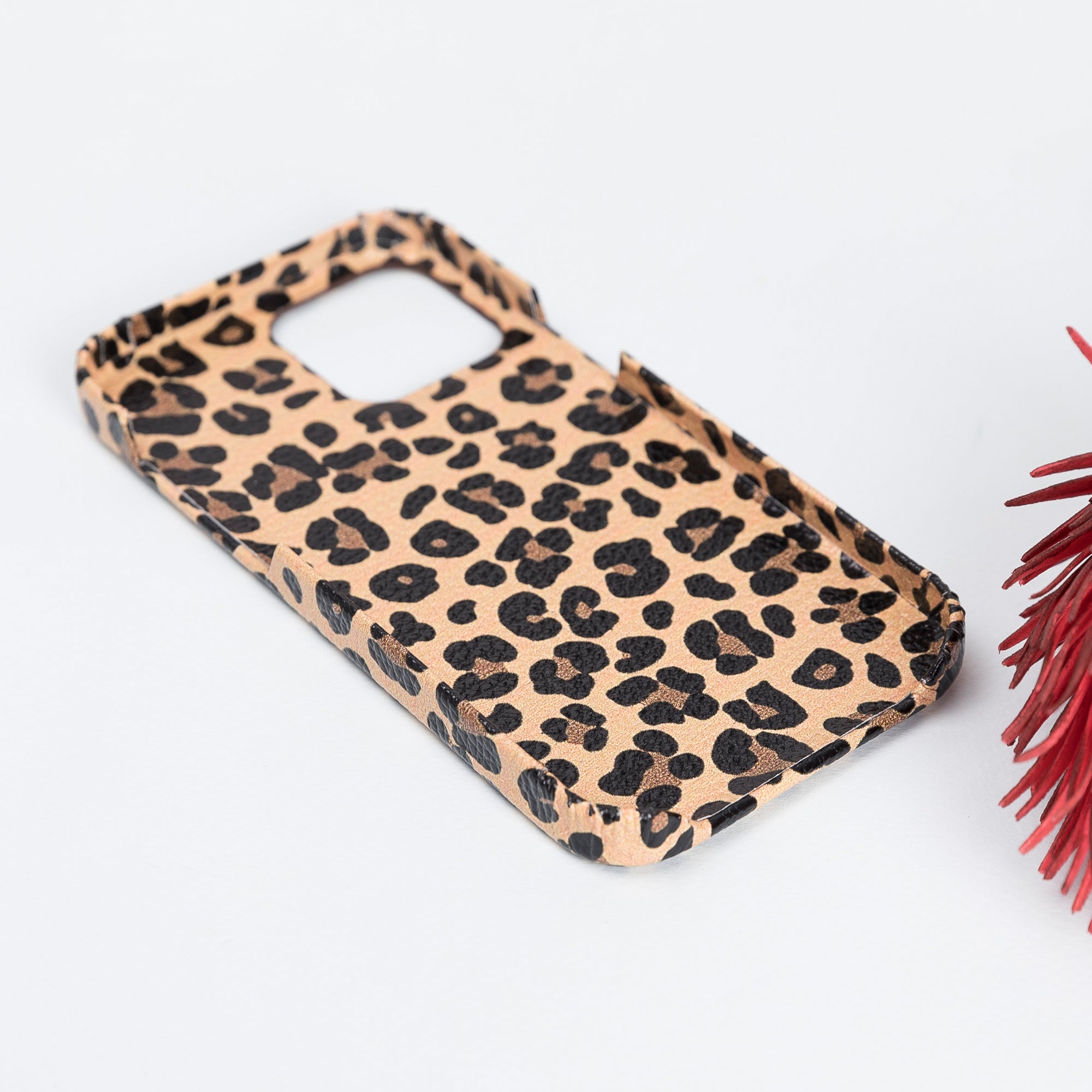 F360 Leather Back Cover Case for iPhone 12 (6.1") - LEOPARD PATTERNED - saracleather