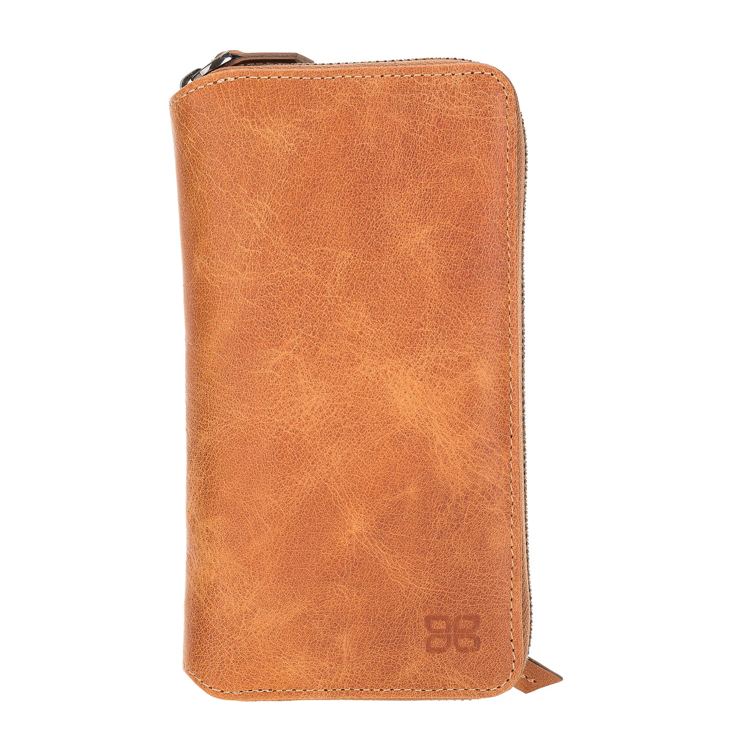 Pouch Magnetic Detachable Leather Wallet Case for iPhone 12 (6.1") - TAN - saracleather