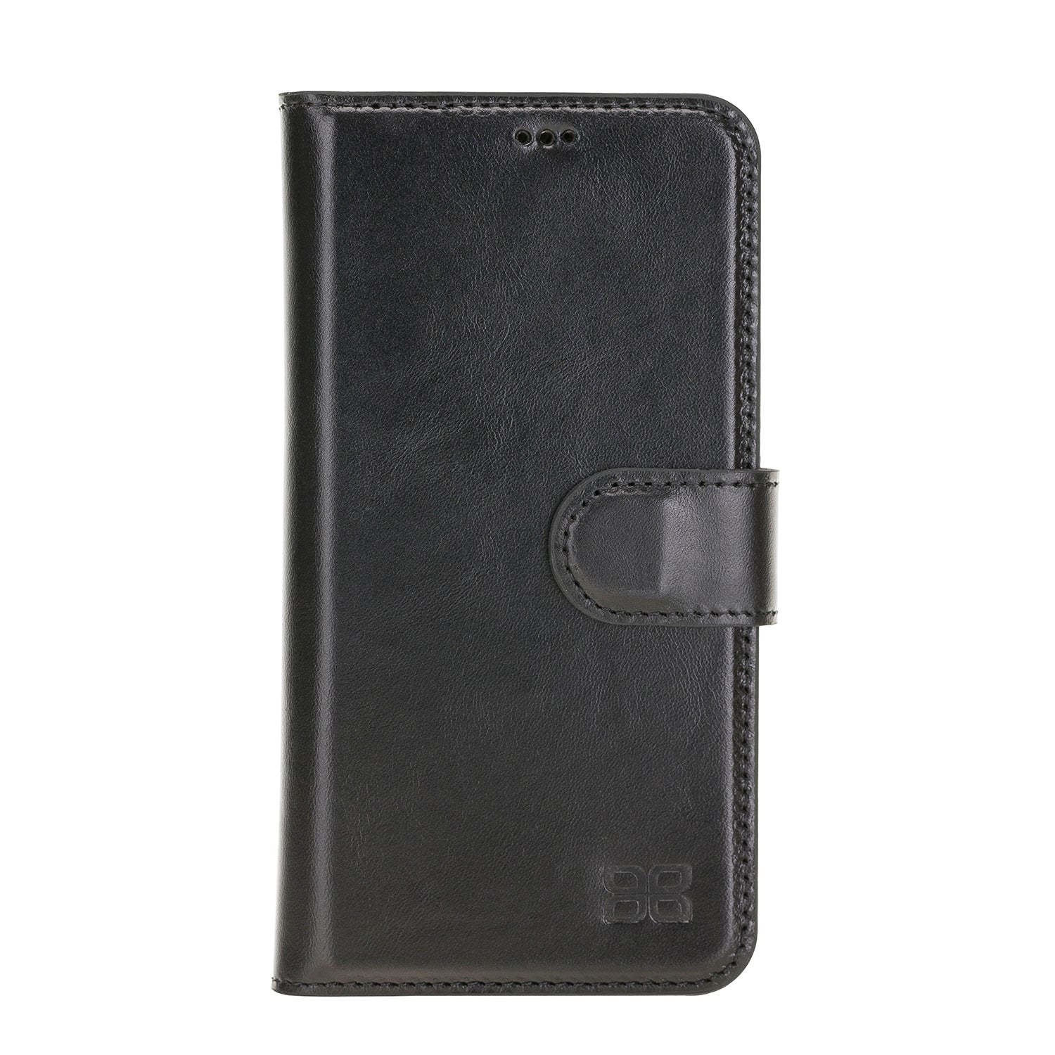 Wallet Folio Leather Case with RFID for iPhone 12 (6.1") - BLACK - saracleather