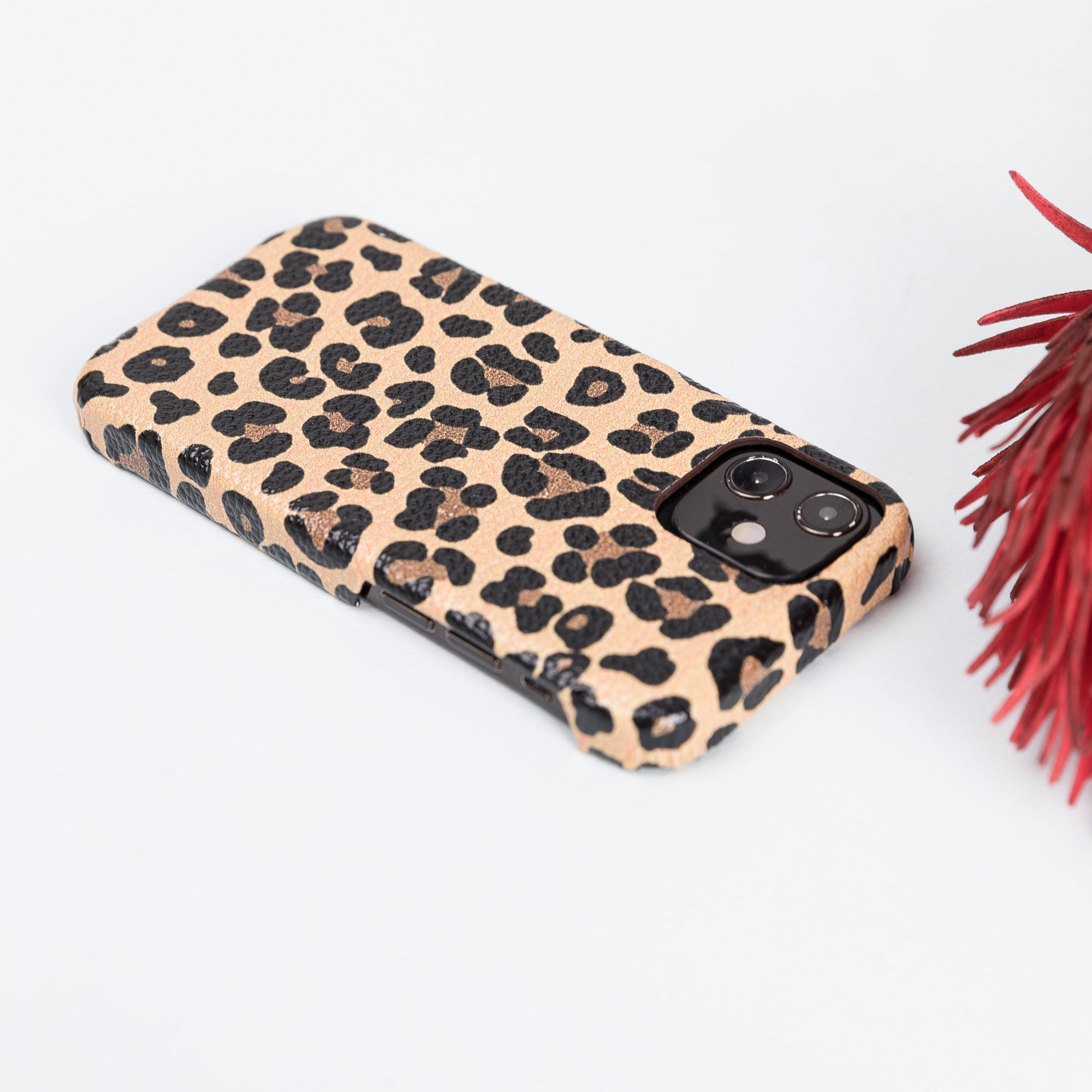 F360 Leather Back Cover Case for iPhone 12 Mini (5.4") - LEOPARD PATTERNED - saracleather